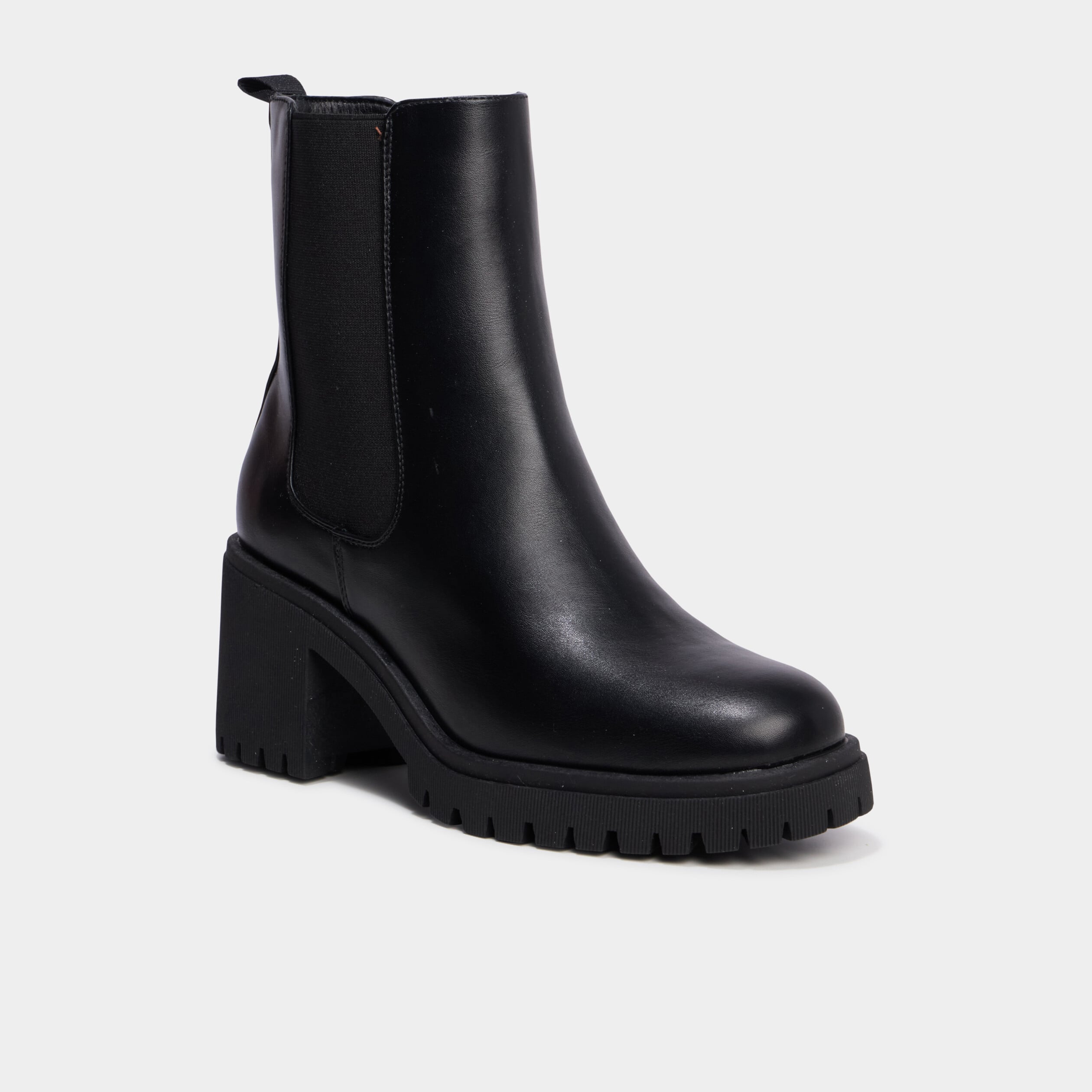 Boots chelsea &agrave; talons noir femme