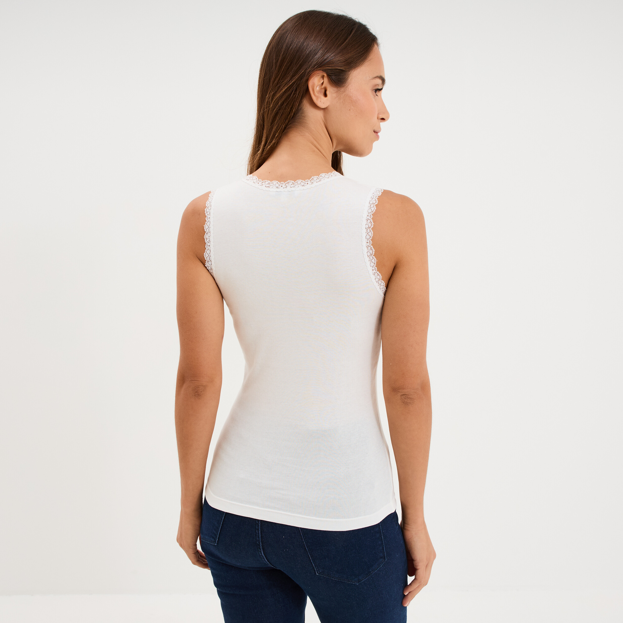 D bardeur Coton Bords Dentelle Blanc Femme La Halle d-bardeur-coton-bords-dentelle-blanc-femme-la-halle