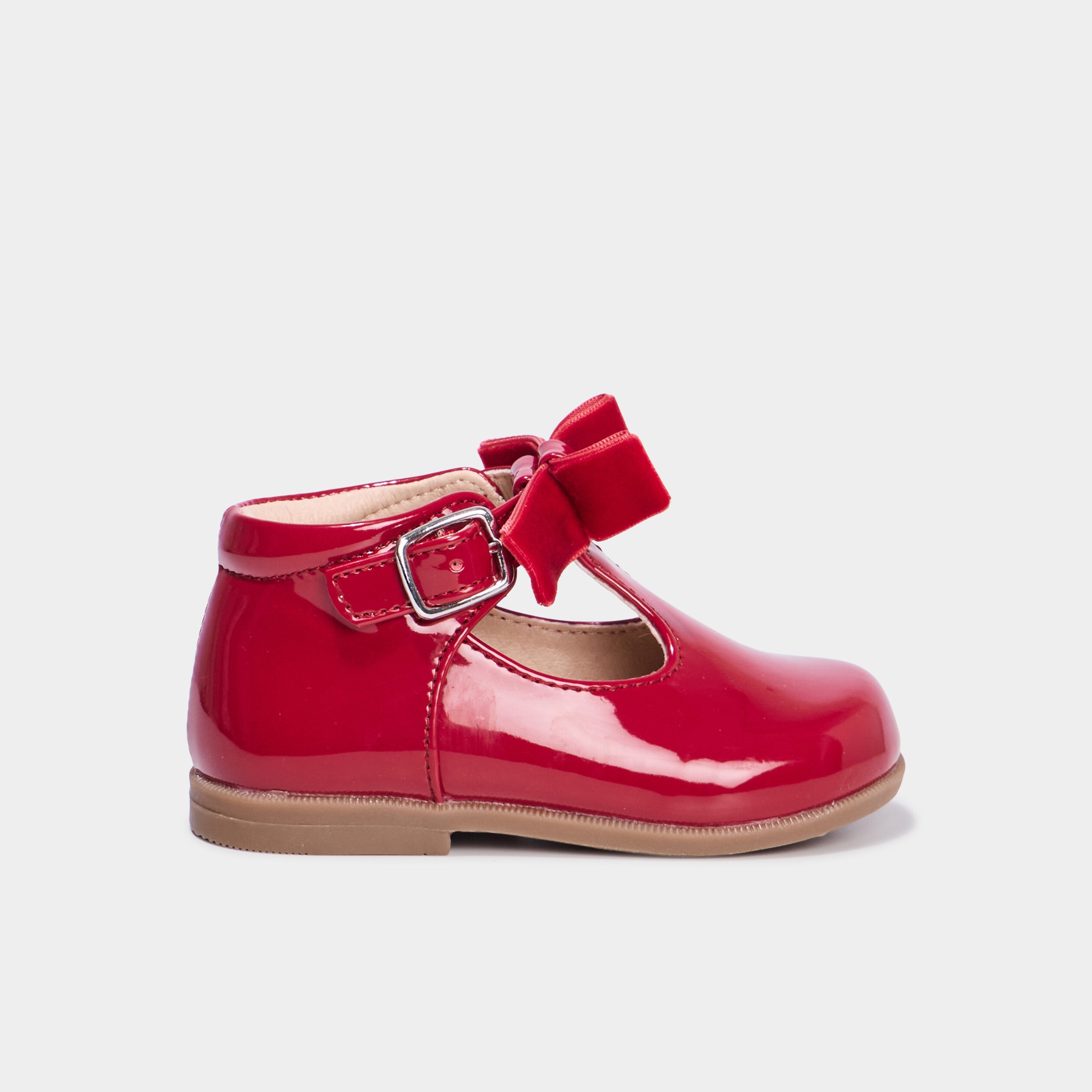 Babies vernies avec noeuds bordeaux bébé fille
