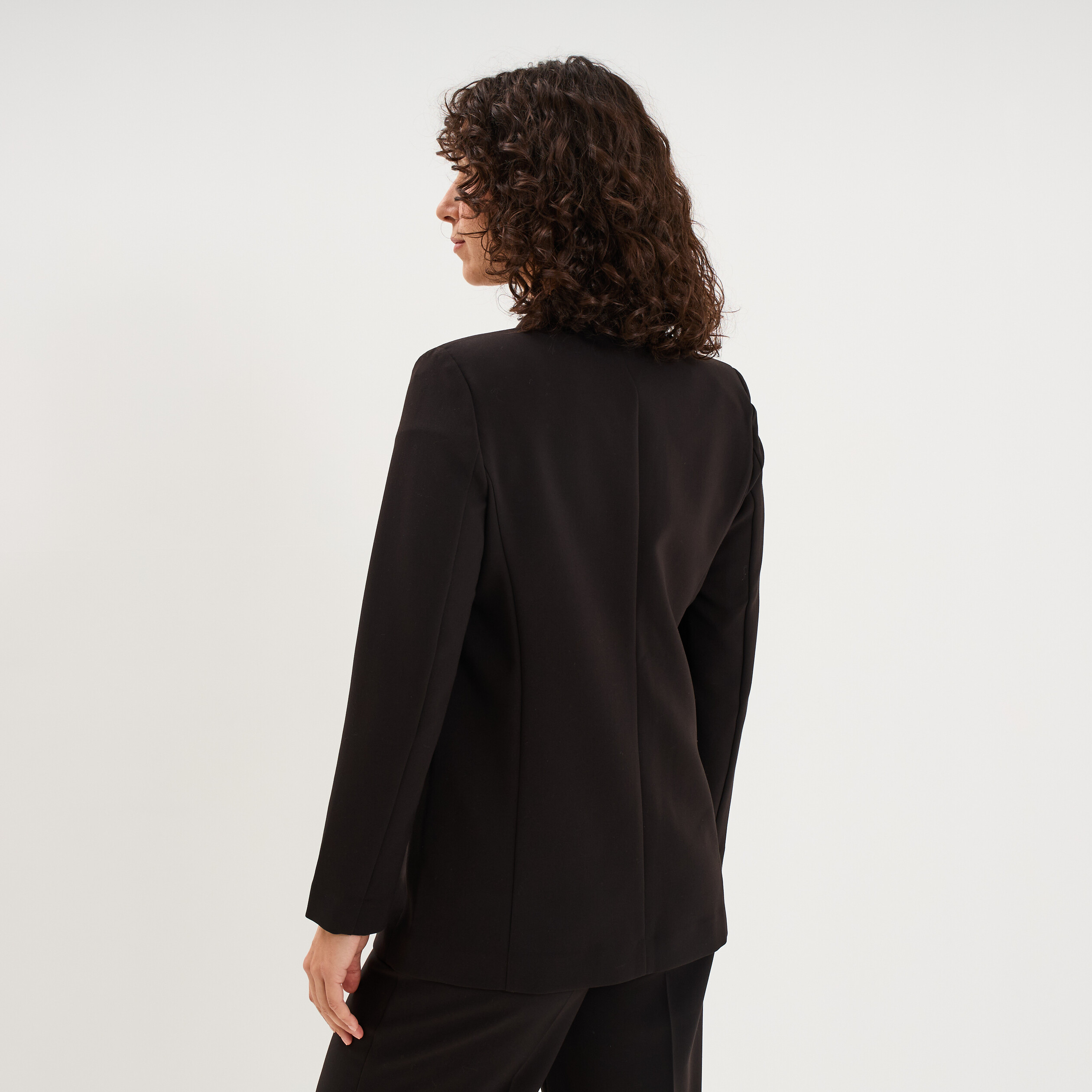 Blazer ajust&eacute; mi-long 1 bouton noir femme