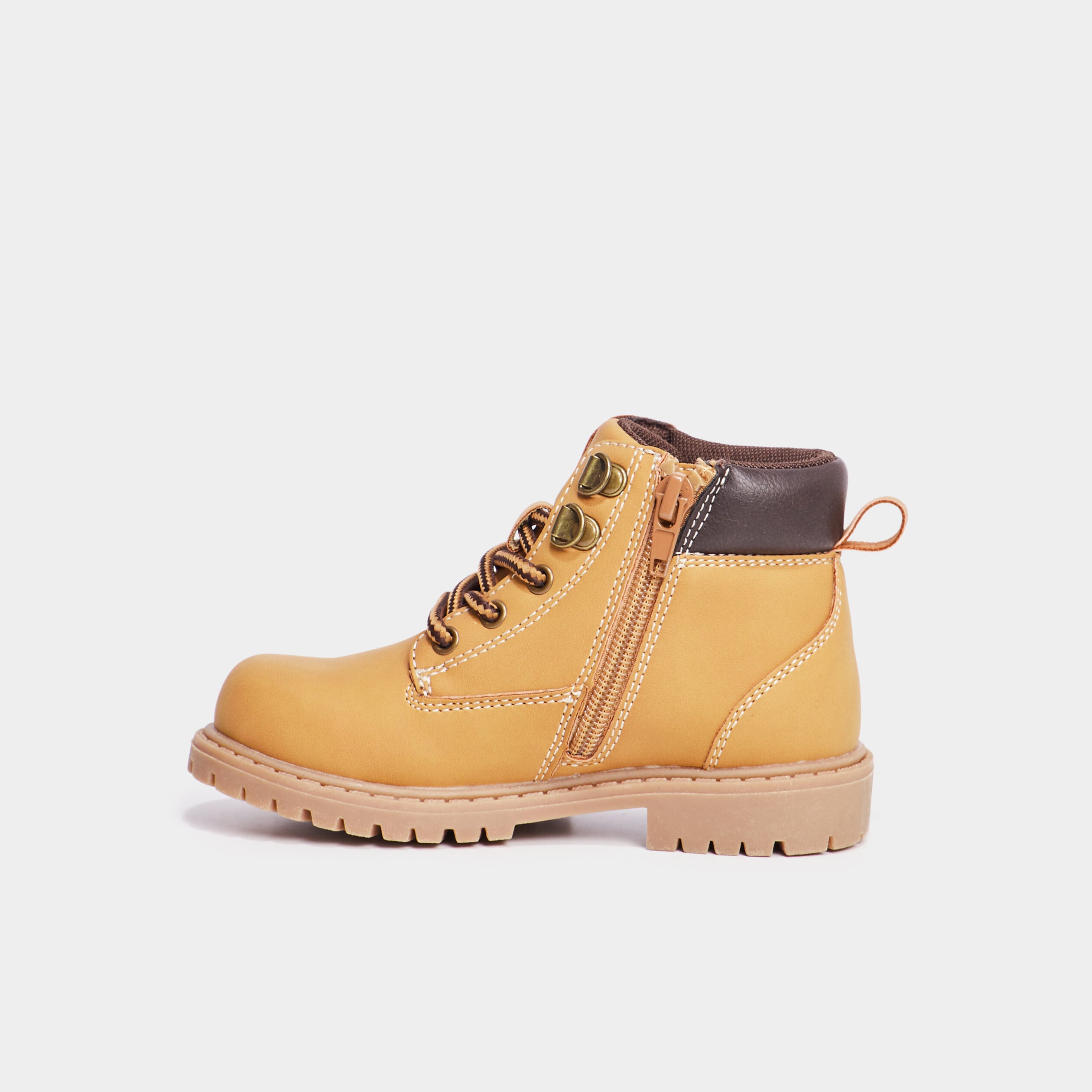 Boots crant&eacute;es zipp&eacute;es Trappeur jaune gar&ccedil;on