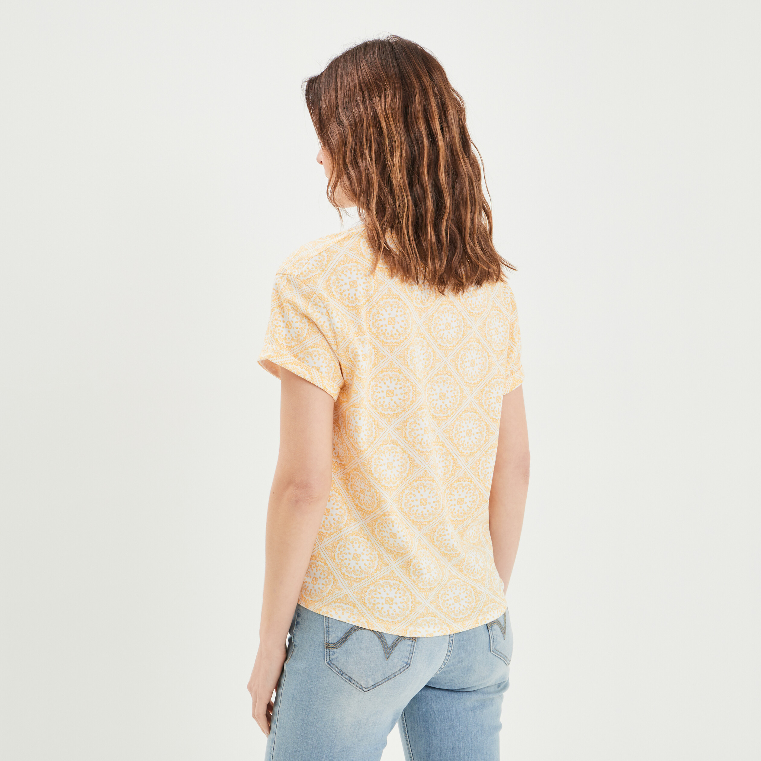 T-shirt manches courtes jaune femme