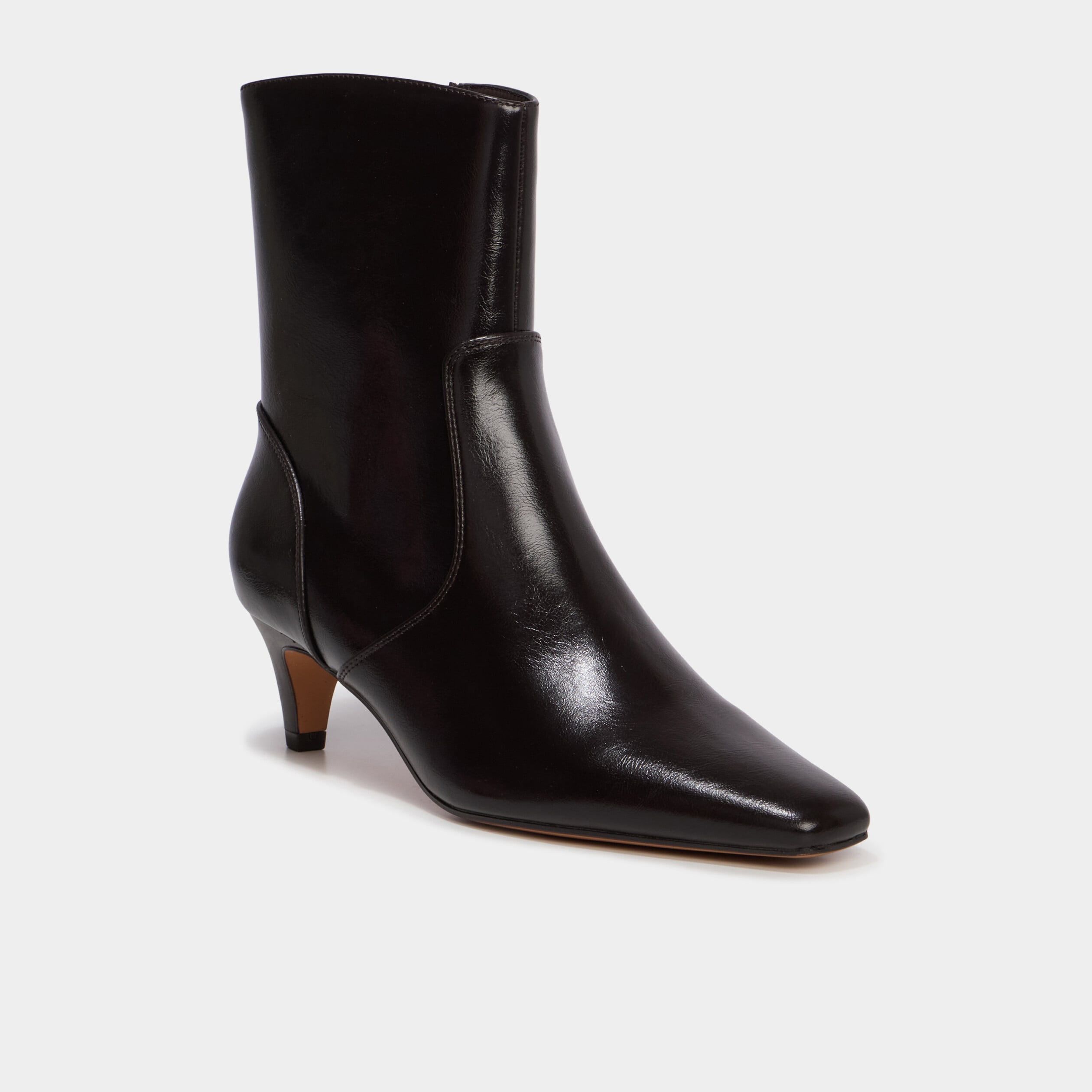 Bottines kitten heel zipp&eacute;es bordeaux femme