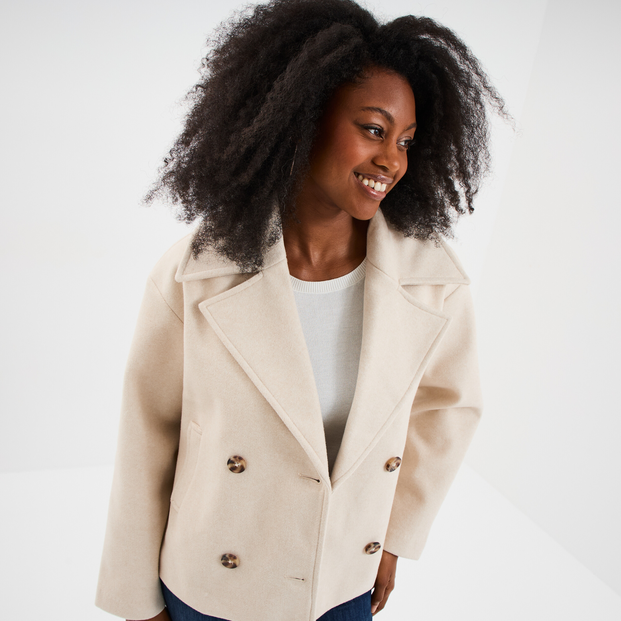 blouson court boutonne beige femme Blouson court boutonné beige femme