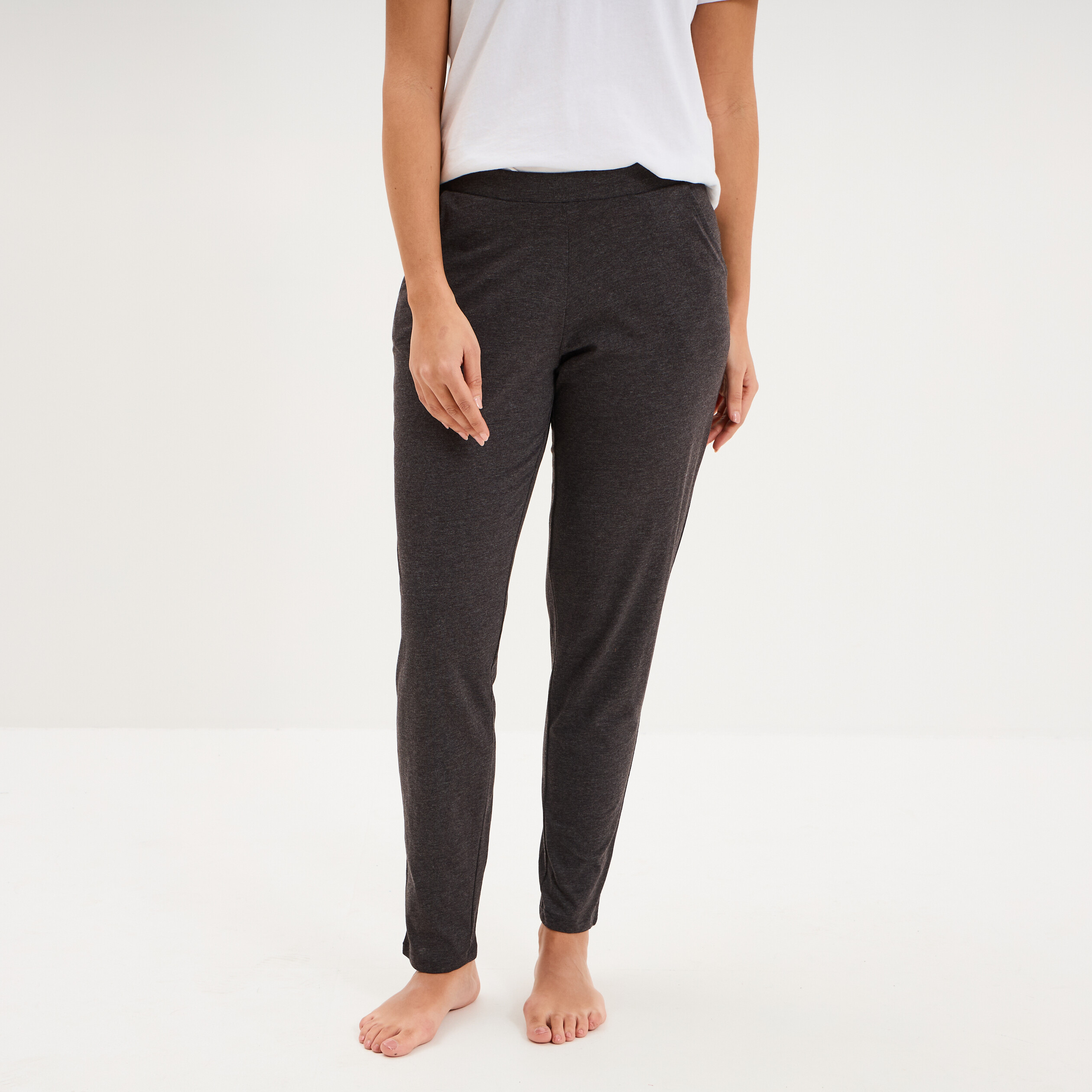 Pantalon de pyjama ajusté gris foncé femme