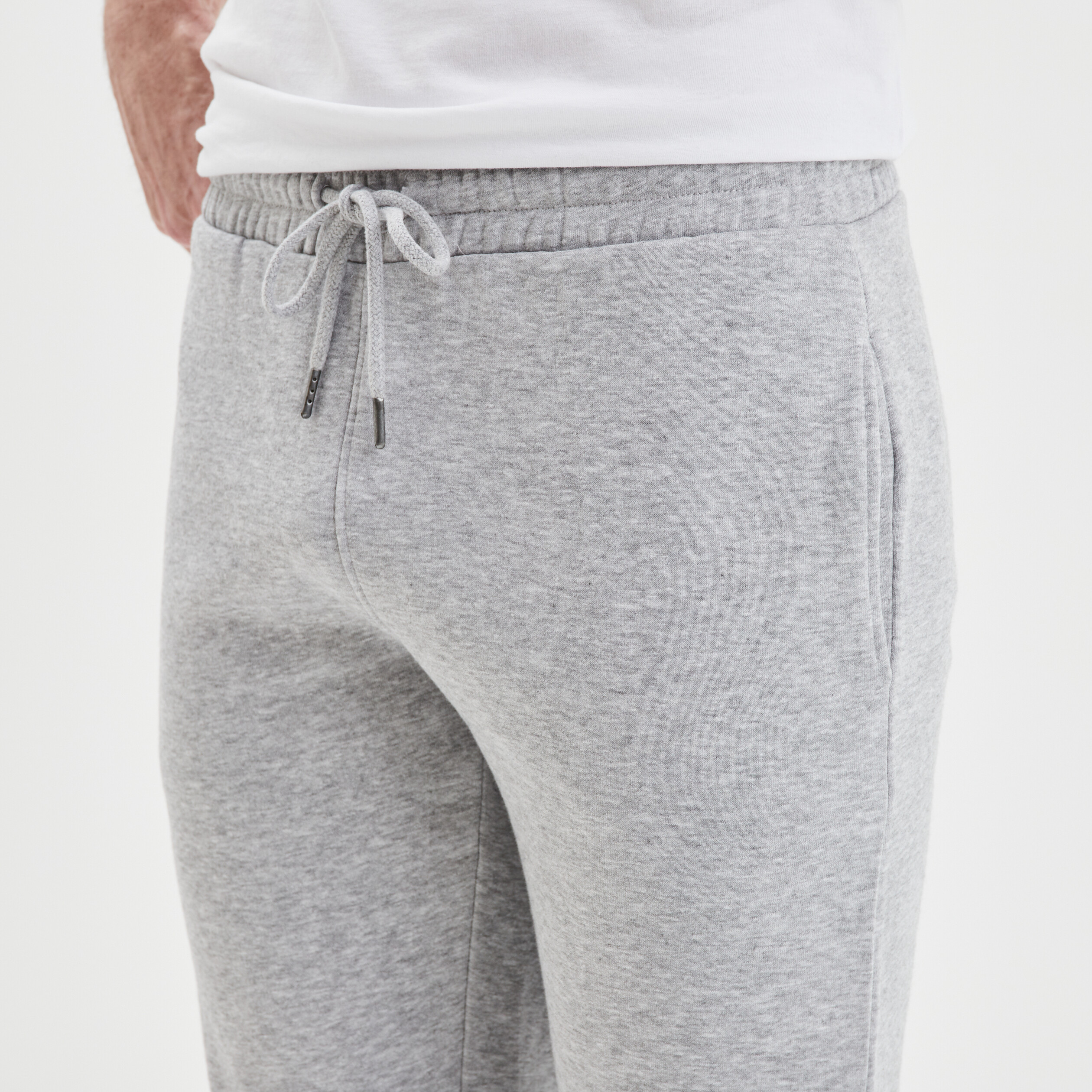 Jogging droit molleton gris homme