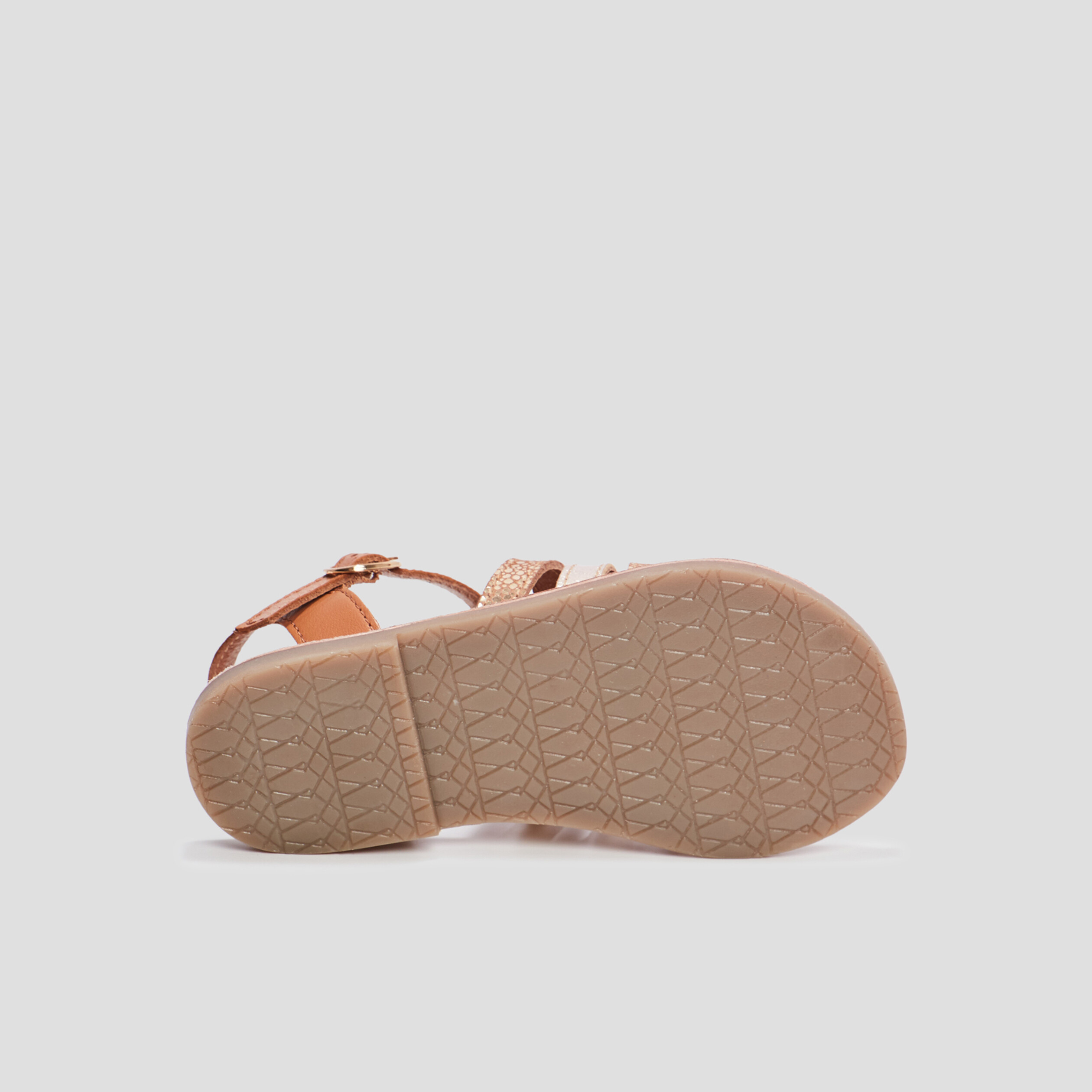 Sandales &agrave; bride en cuir camel fille