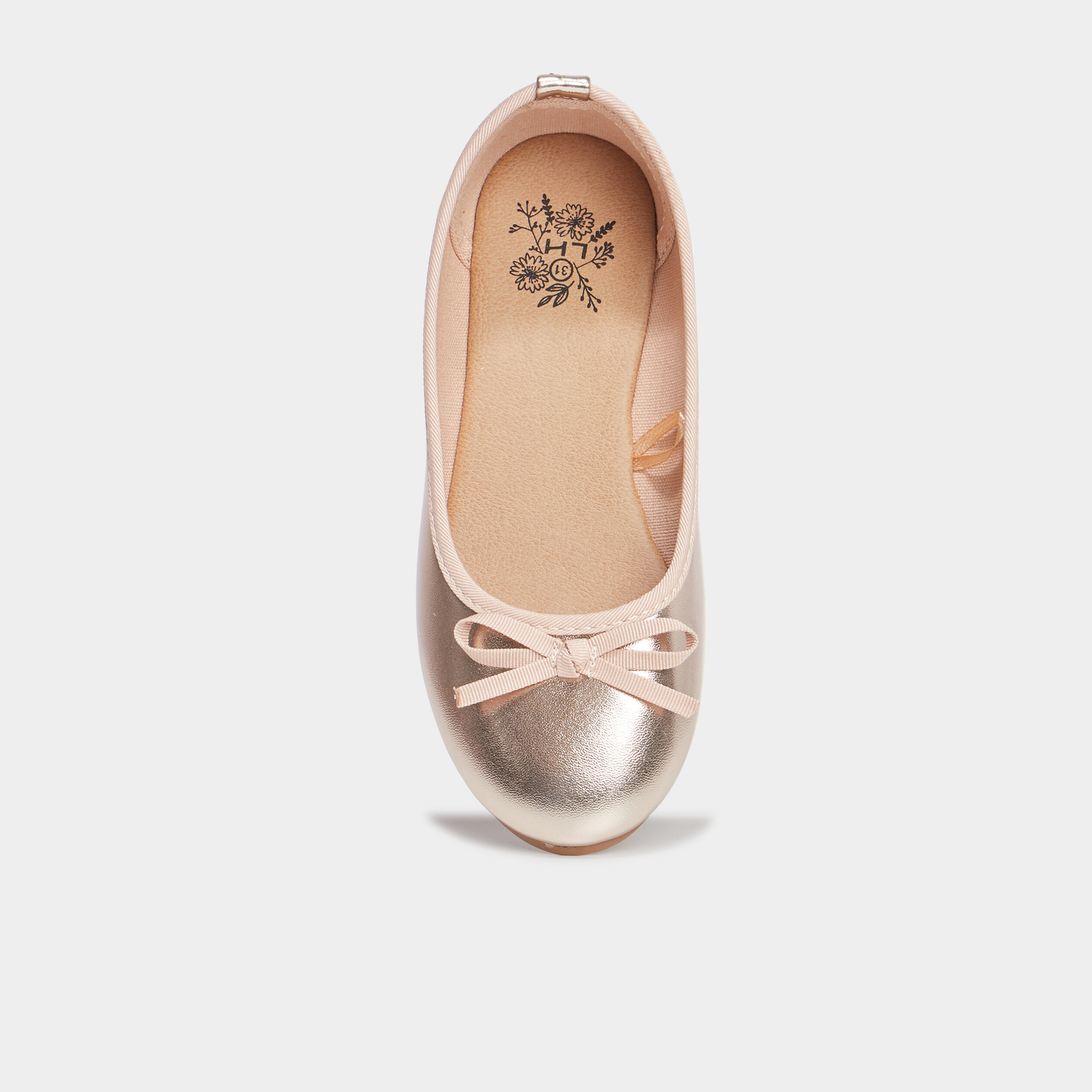 Ballerines effet m&eacute;tallis&eacute; jaune or fille