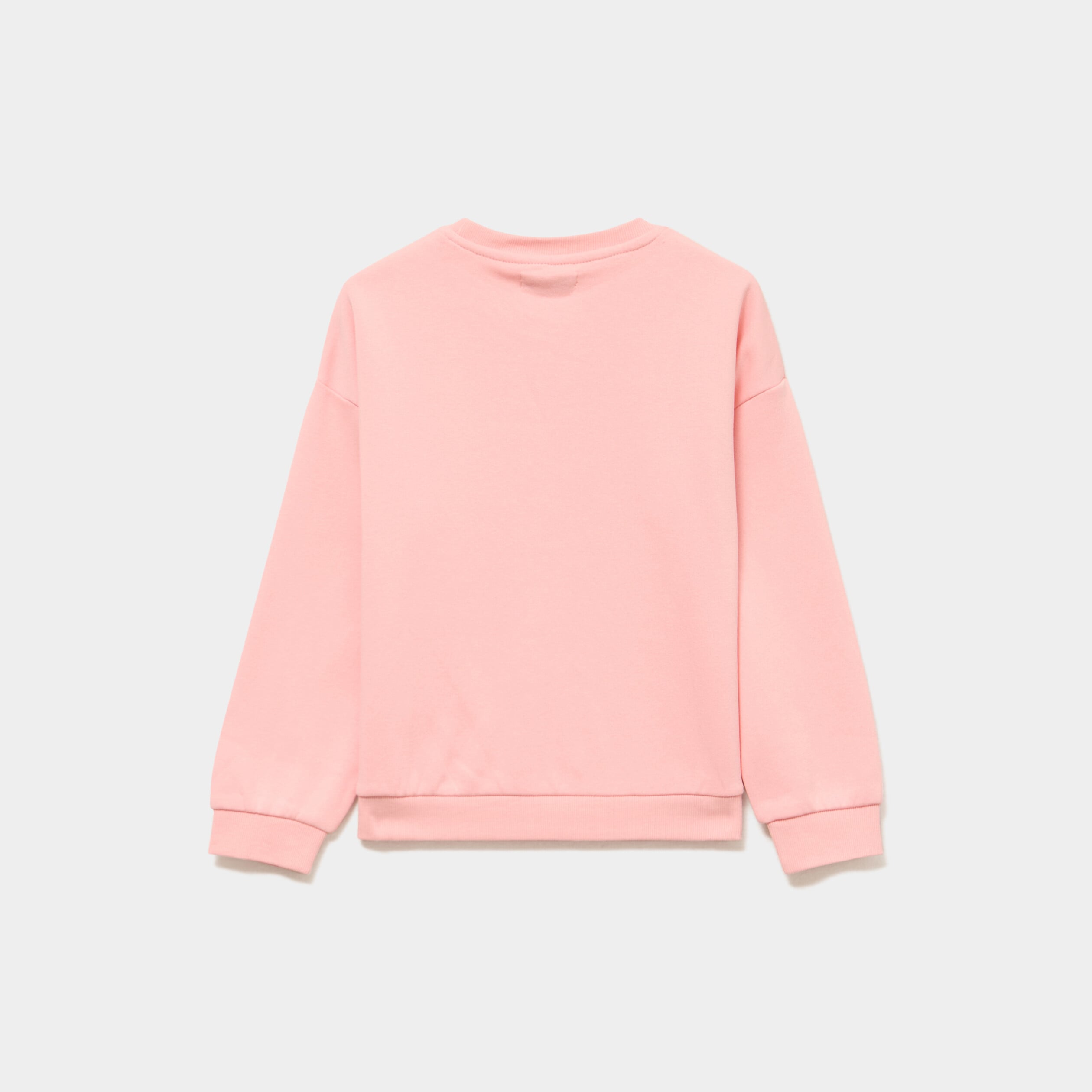Sweat col rond manches longues rose poudr&eacute;e fille