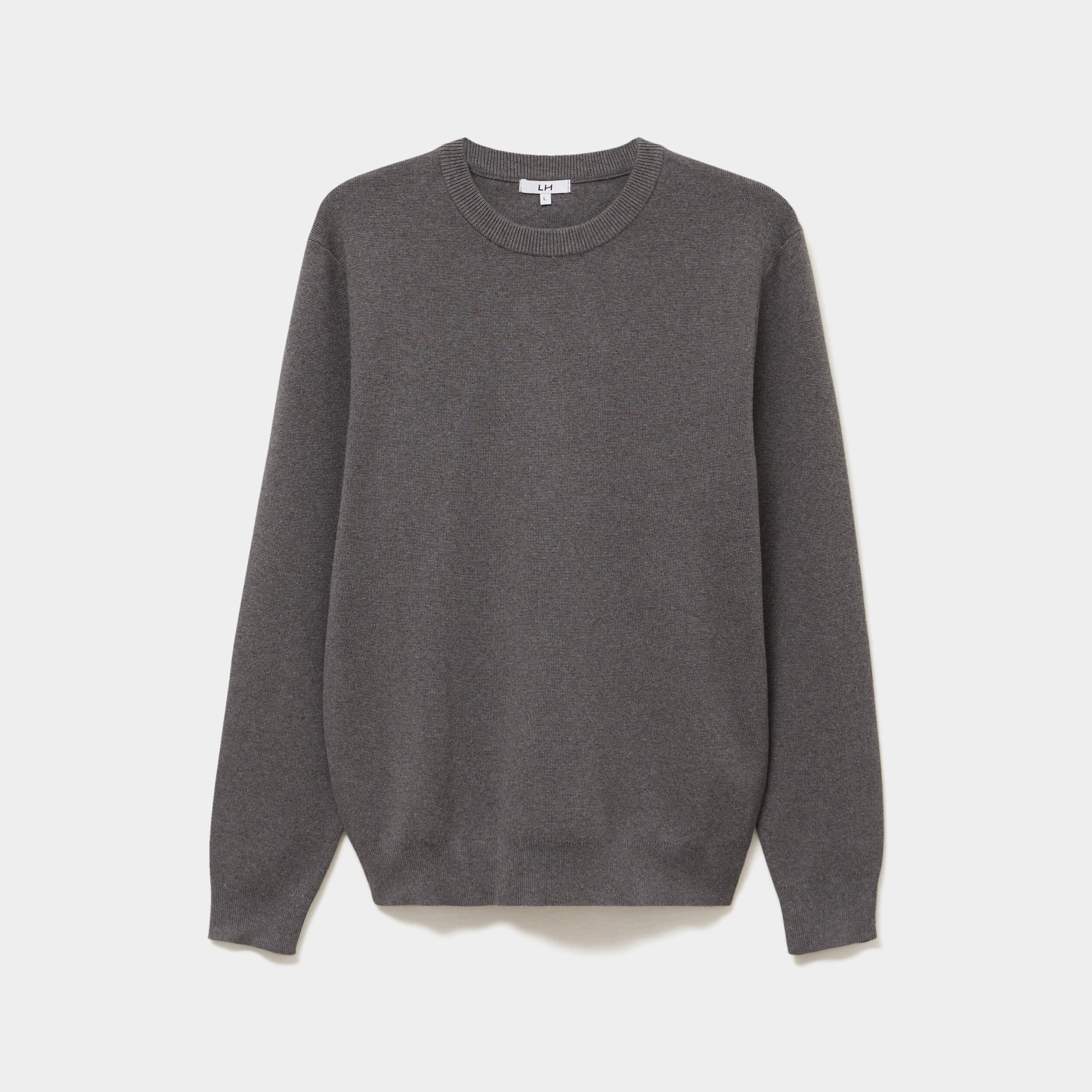 Pull col rond manches longues gris homme