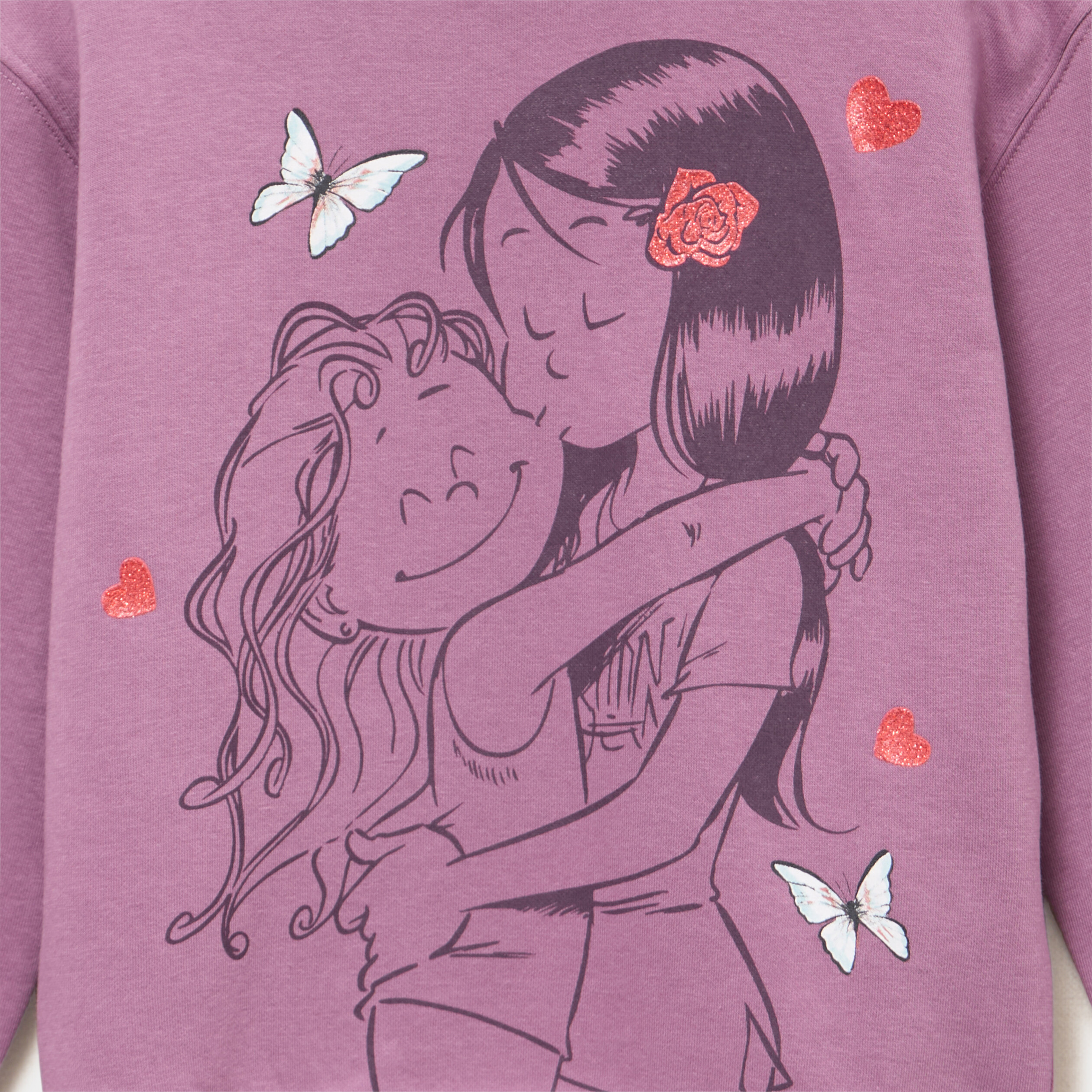 Sweat col rond Les Sisters violet fille