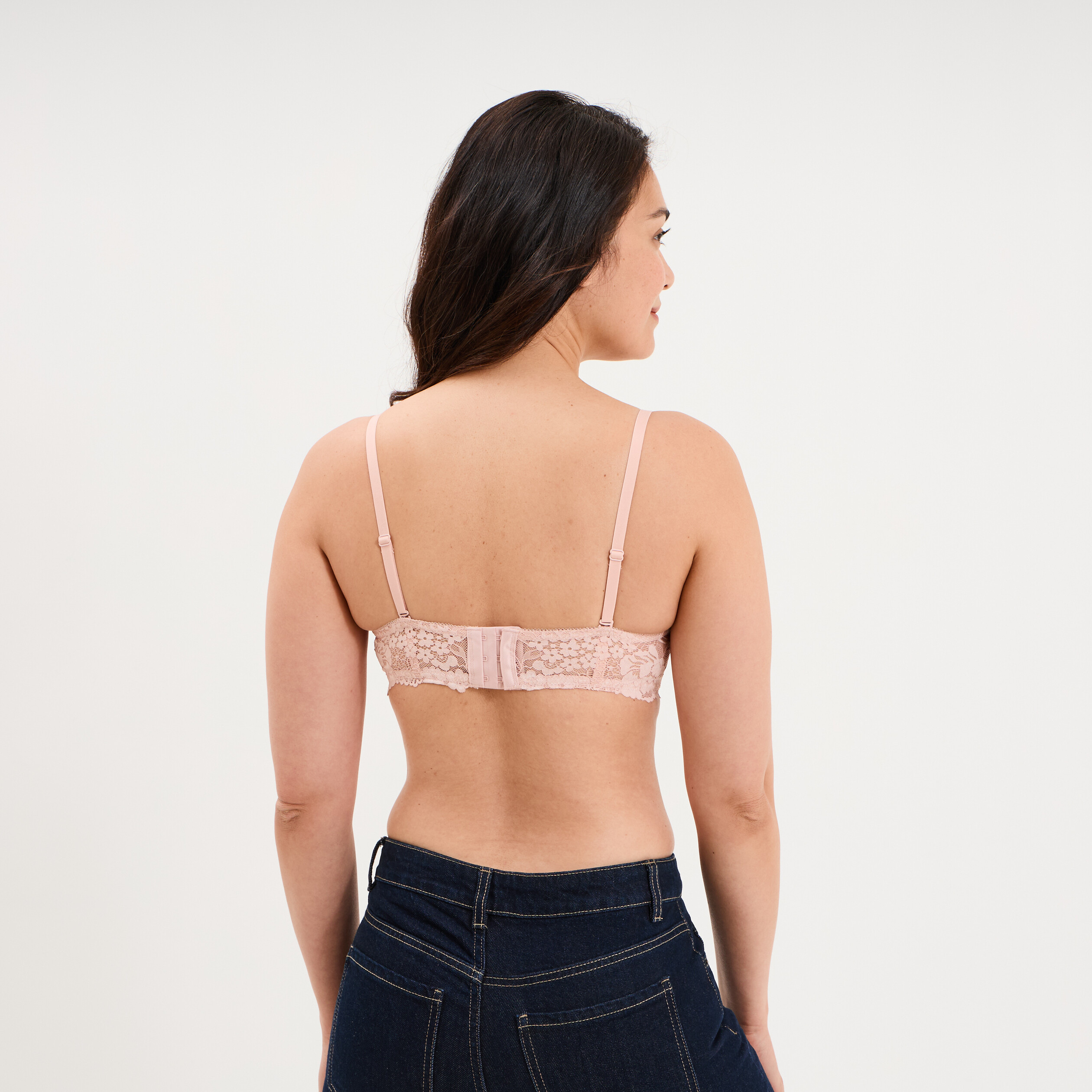 Soutien-gorge balconnet micro dentelle rose clair femme