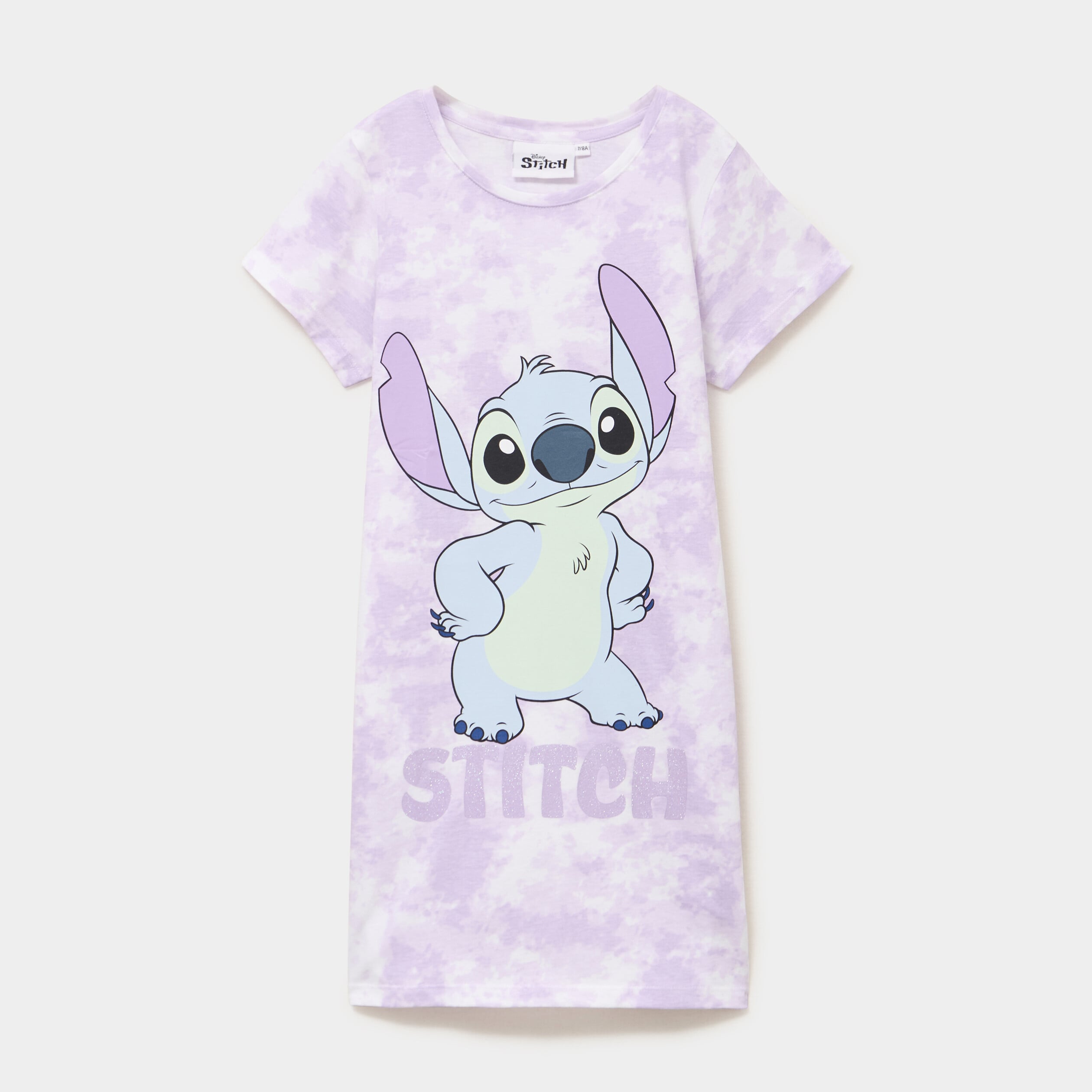 Chemise de nuit mi-longue coton Stitch parme fille