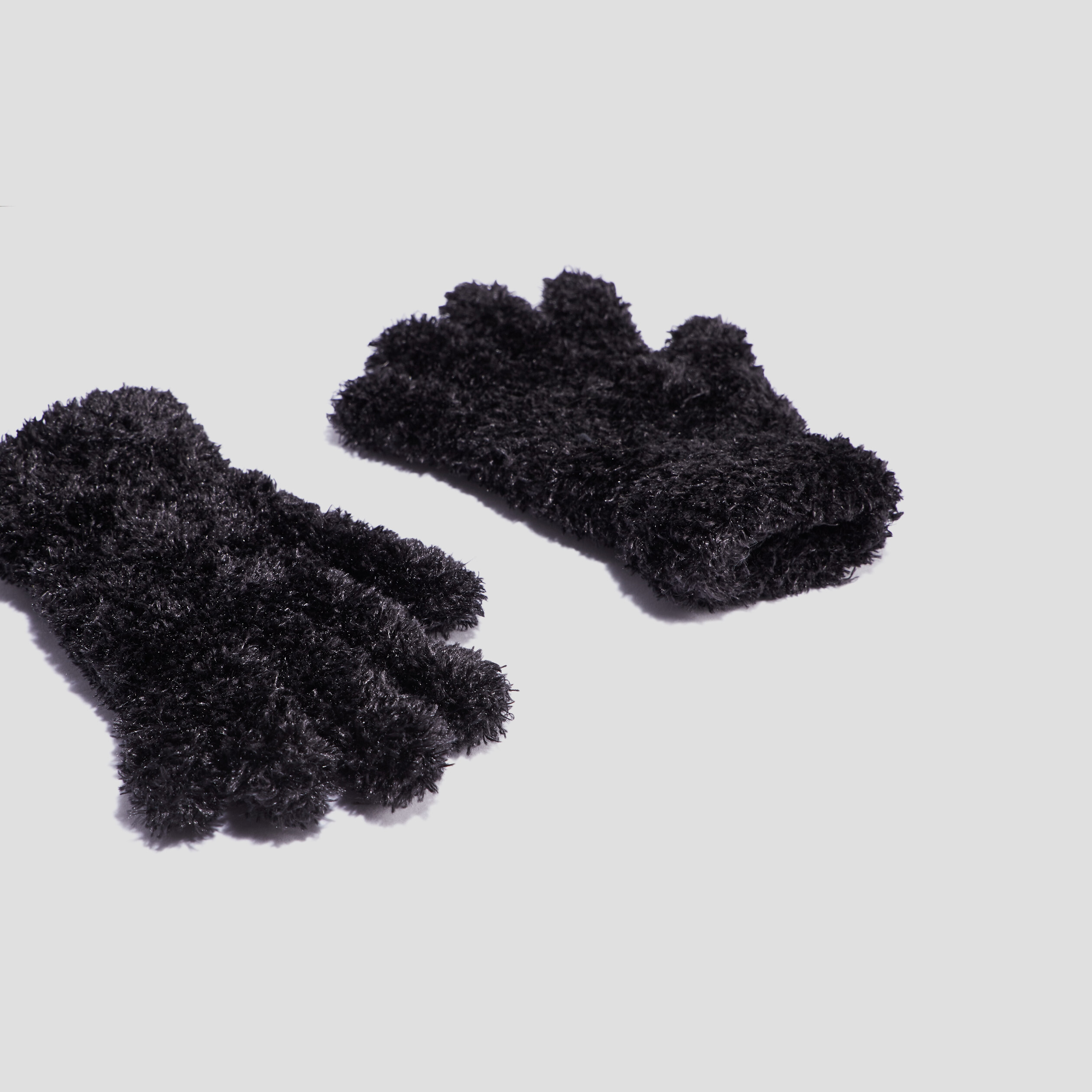 Gants fausse fourrure noir femme