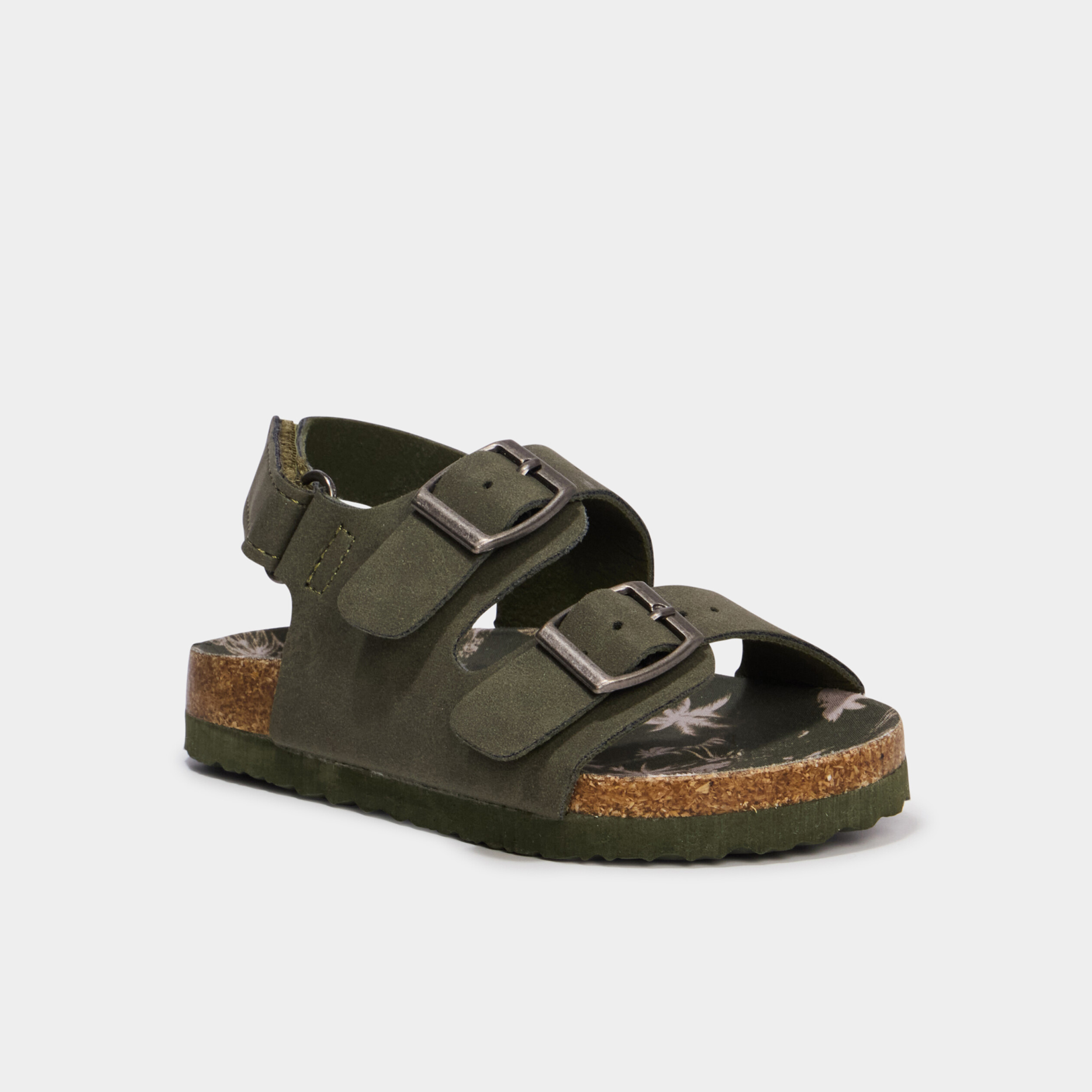 Sandales &agrave; scratchs vert kaki b&eacute;b&eacute; gar&ccedil;on