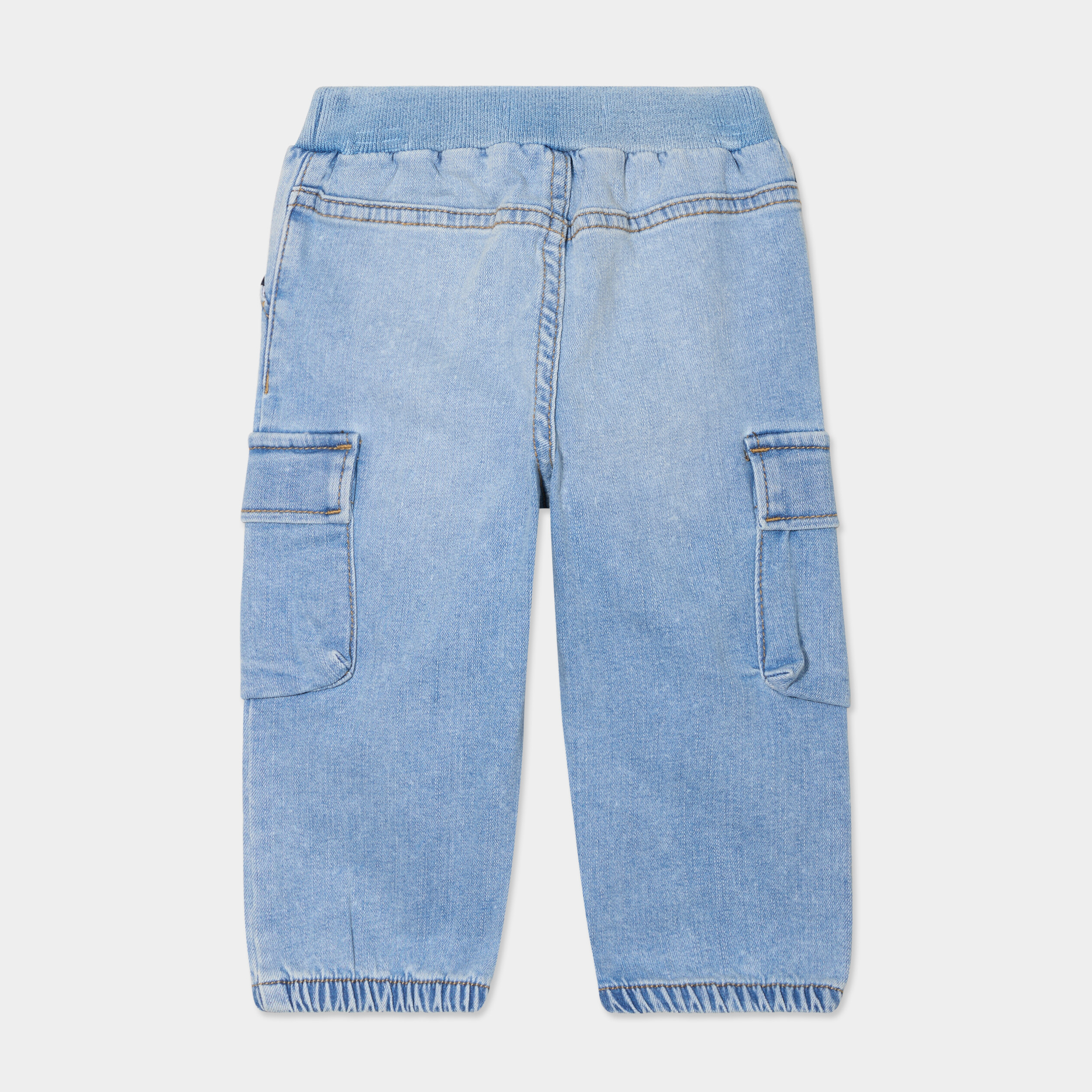 Jeans poches rabats denim bleach b&eacute;b&eacute; gar&ccedil;on