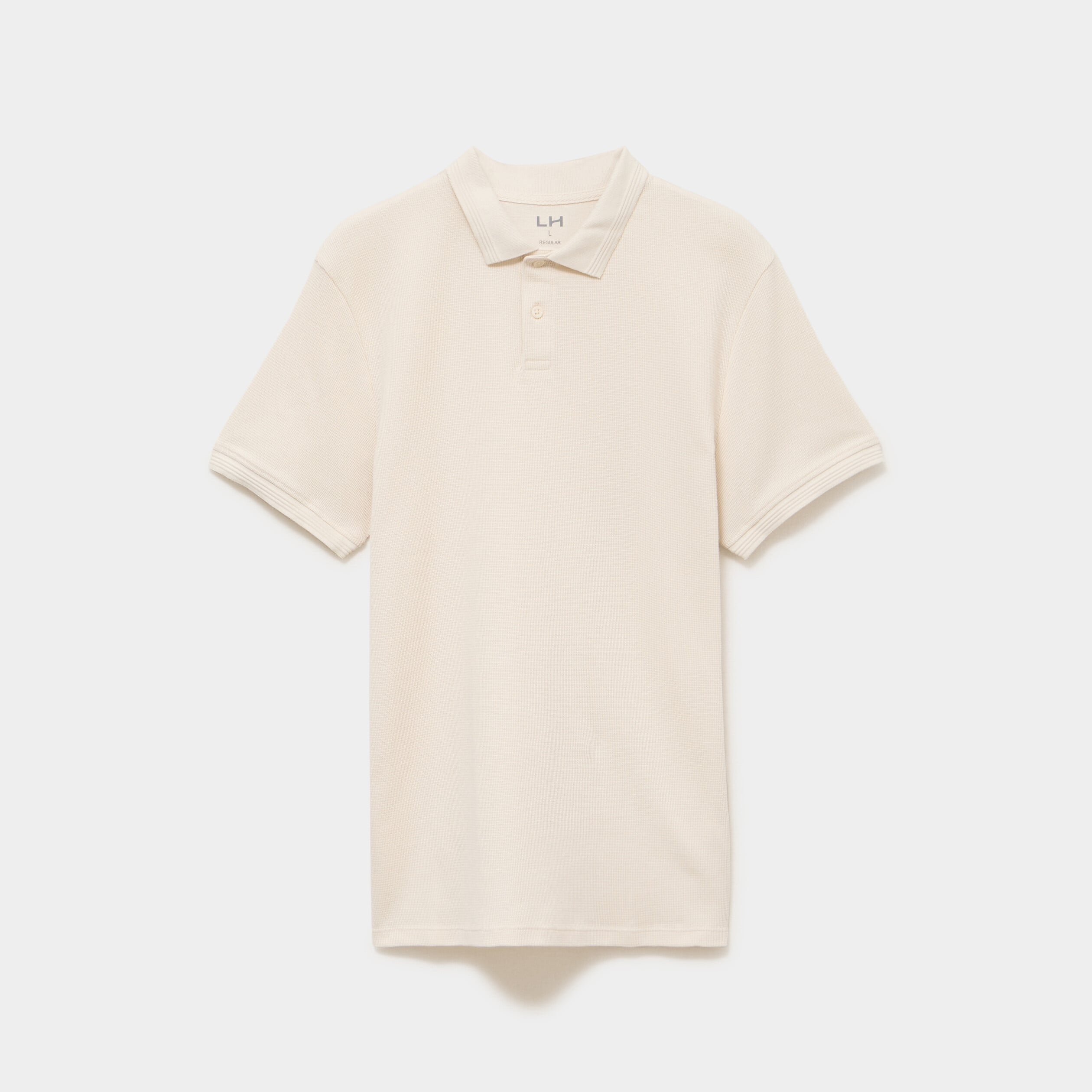 Polo textur&eacute; manches courtes coton ecru homme