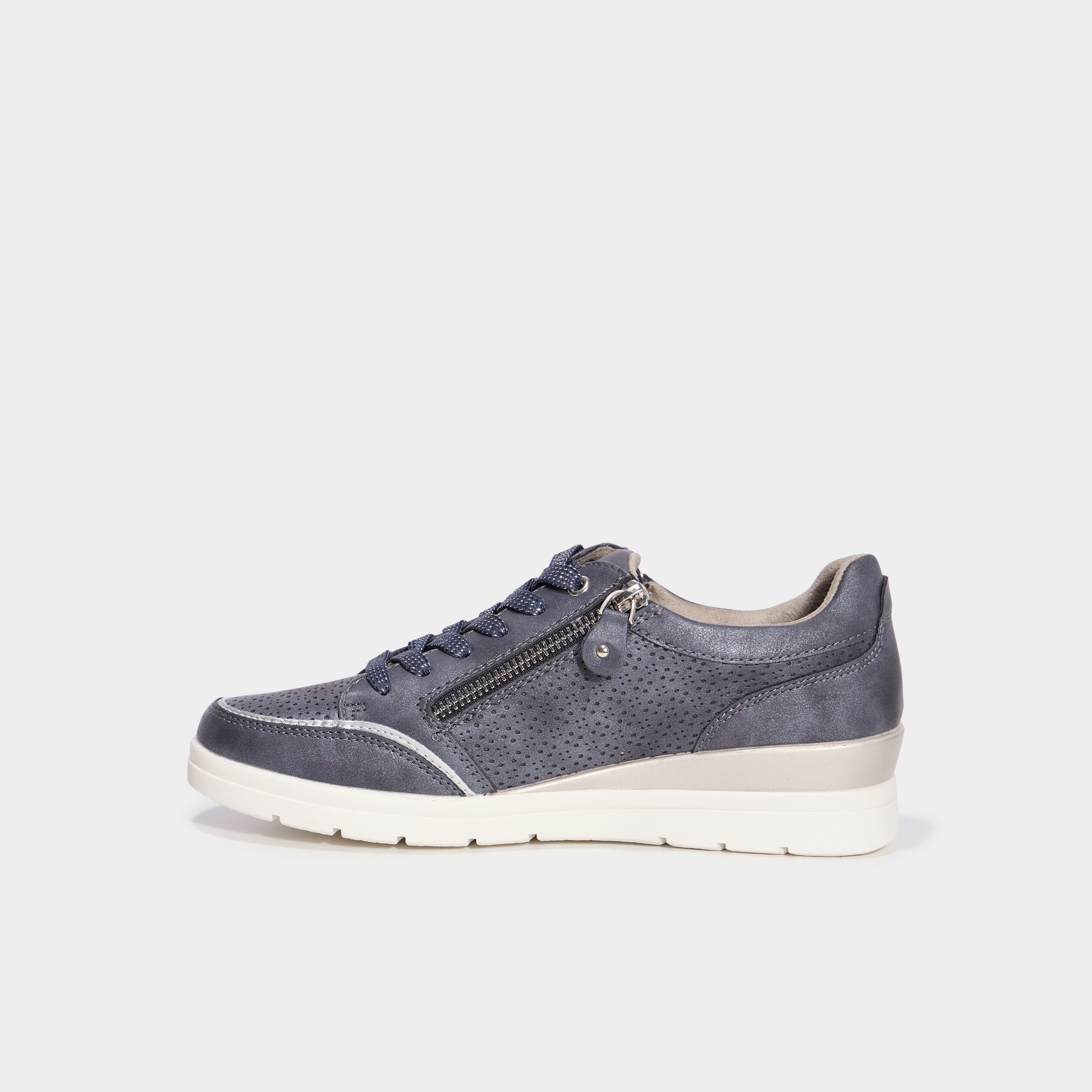 Tennis &agrave; lacets zipp&eacute;es bleu marine femme