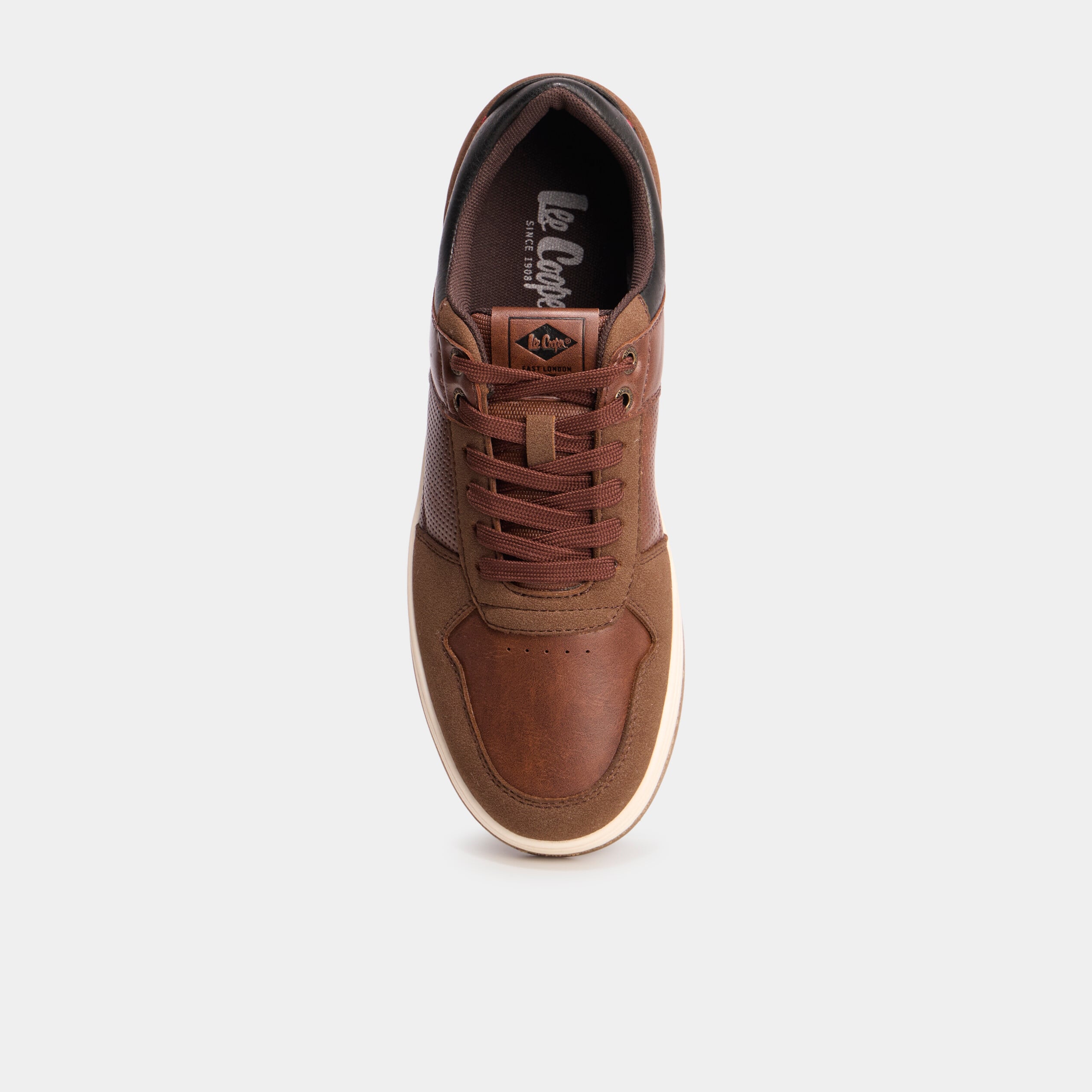 Tennis basses &agrave; lacets marron homme