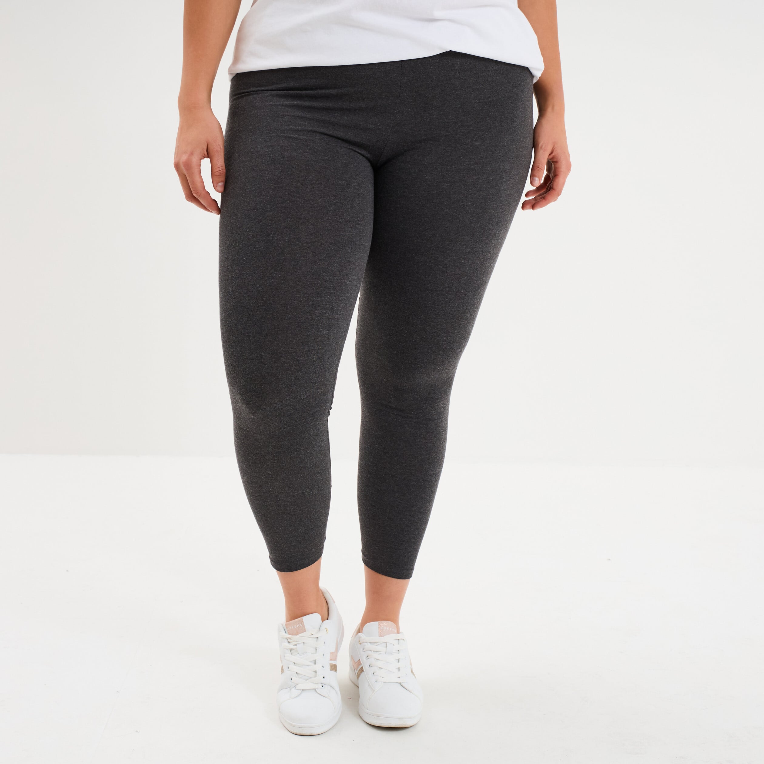 Legging avec taille &eacute;lastiqu&eacute;e gris fonc&eacute; femme grande taille