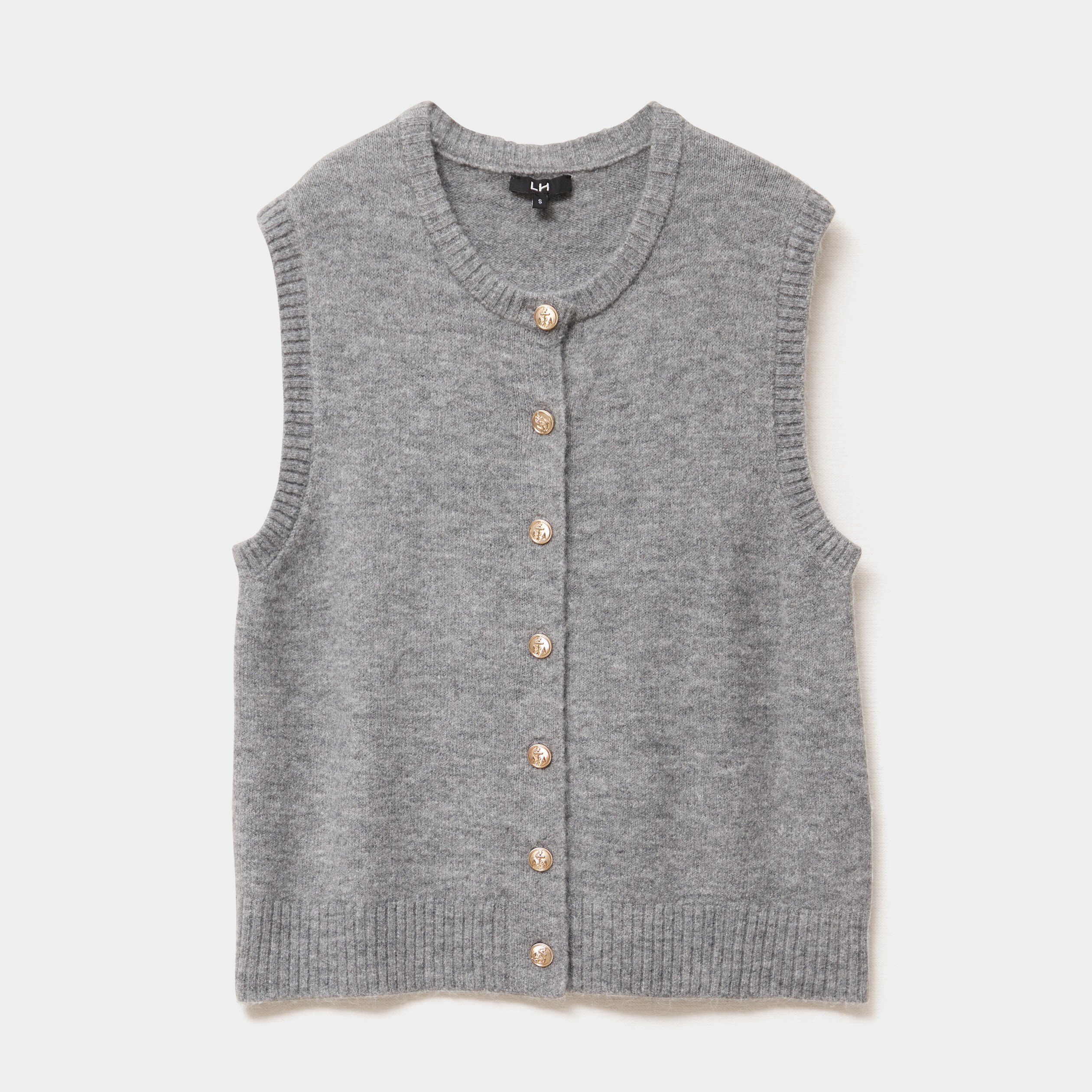 gilet sans manches boutonne gris femme Gilet sans manches boutonné gris femme