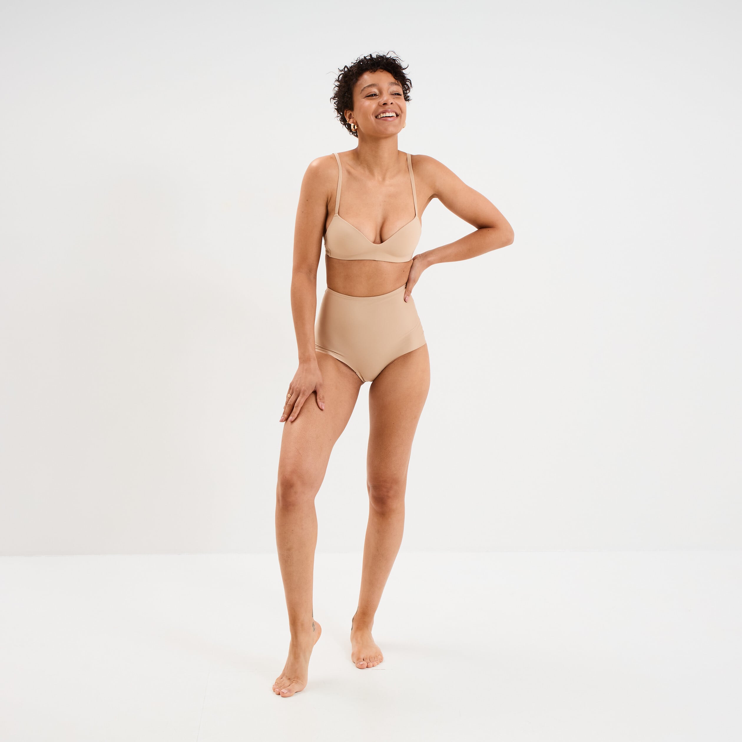 Soutien-gorge push-up triangle beige femme
