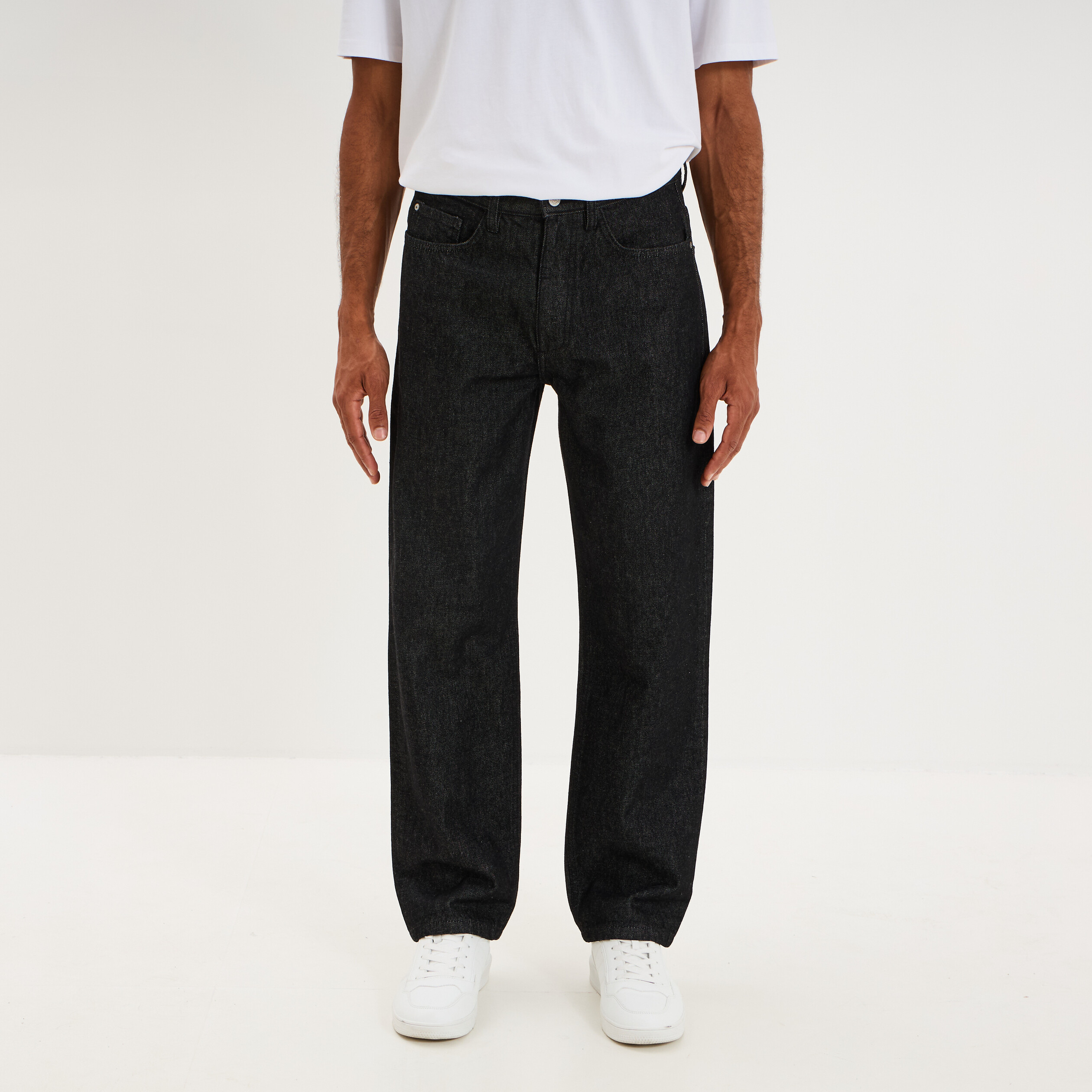 Jean relaxed 5 poches coton denim noir homme