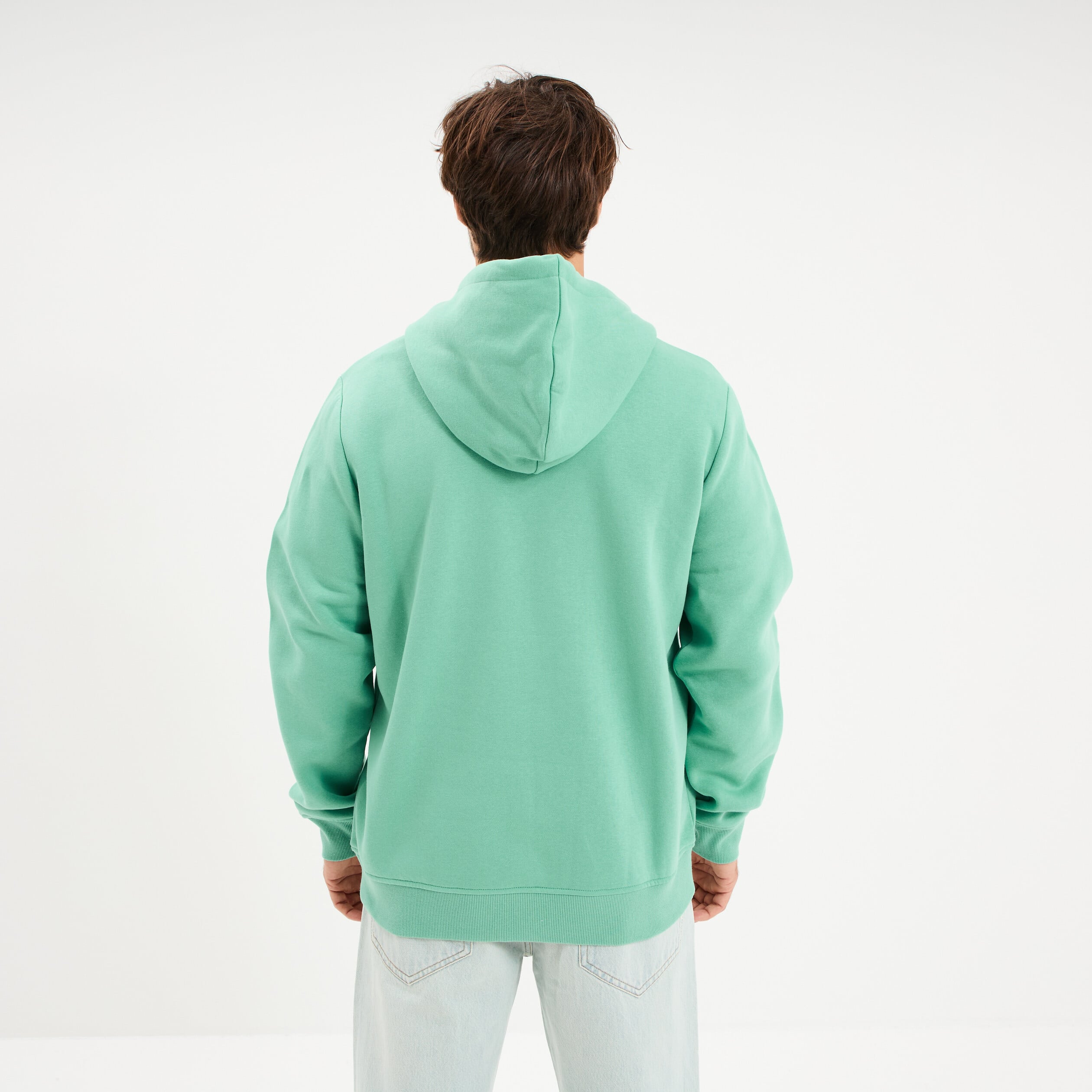Sweat hoodie molleton1 poche vert menthe homme