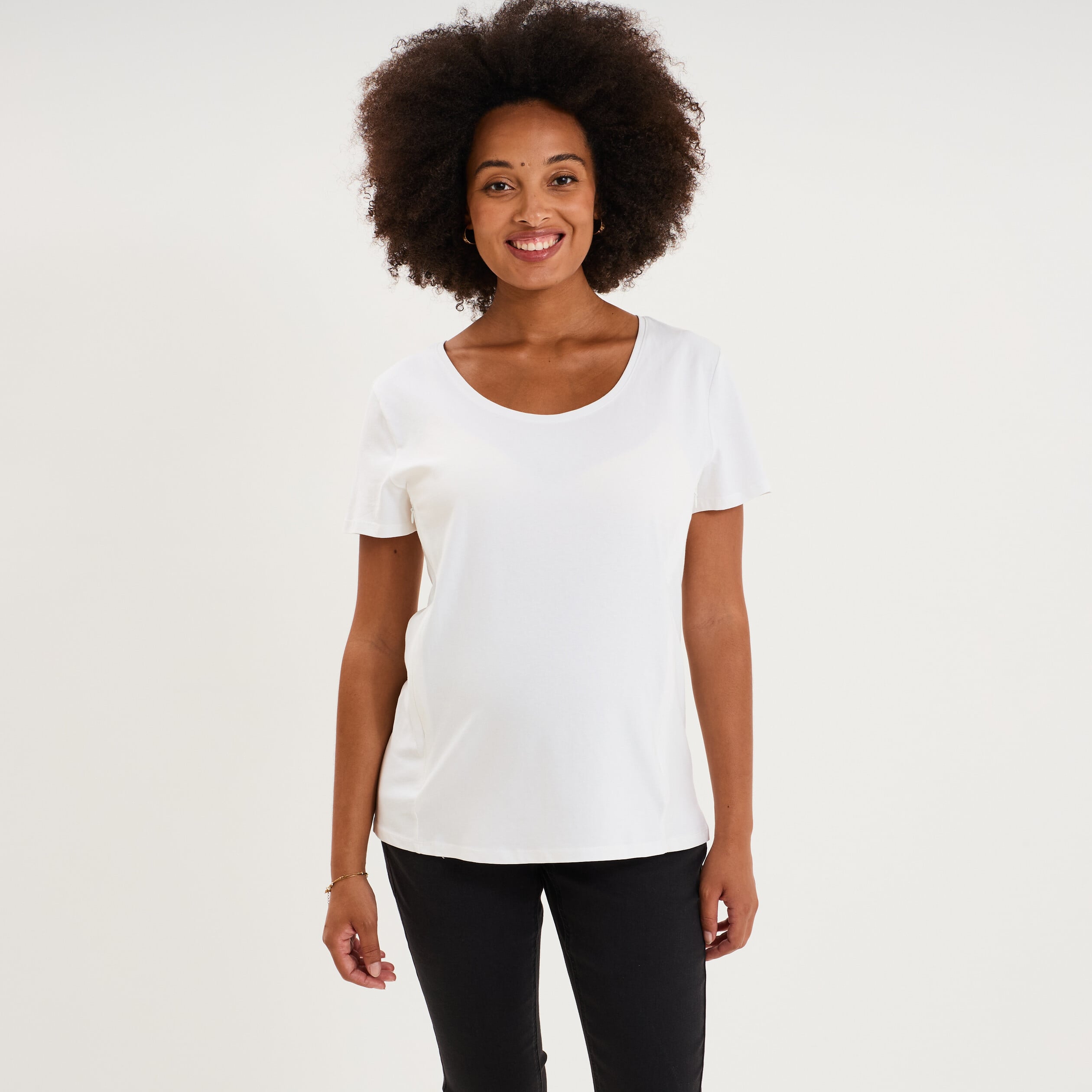 T-shirt allaitement manches courtes blanc femme maternit&eacute;