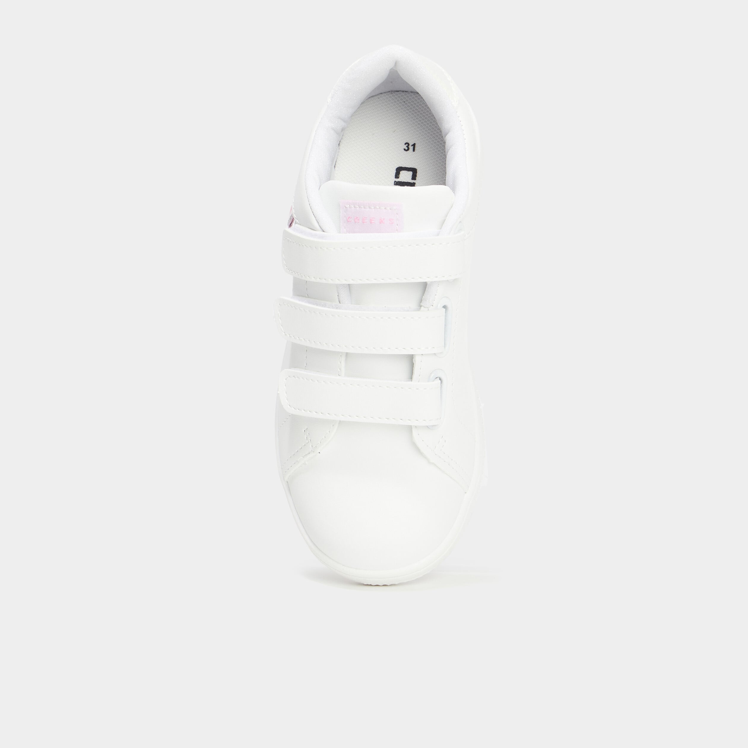 Tennis &agrave; scratchs empi&egrave;cement talon blanc fille
