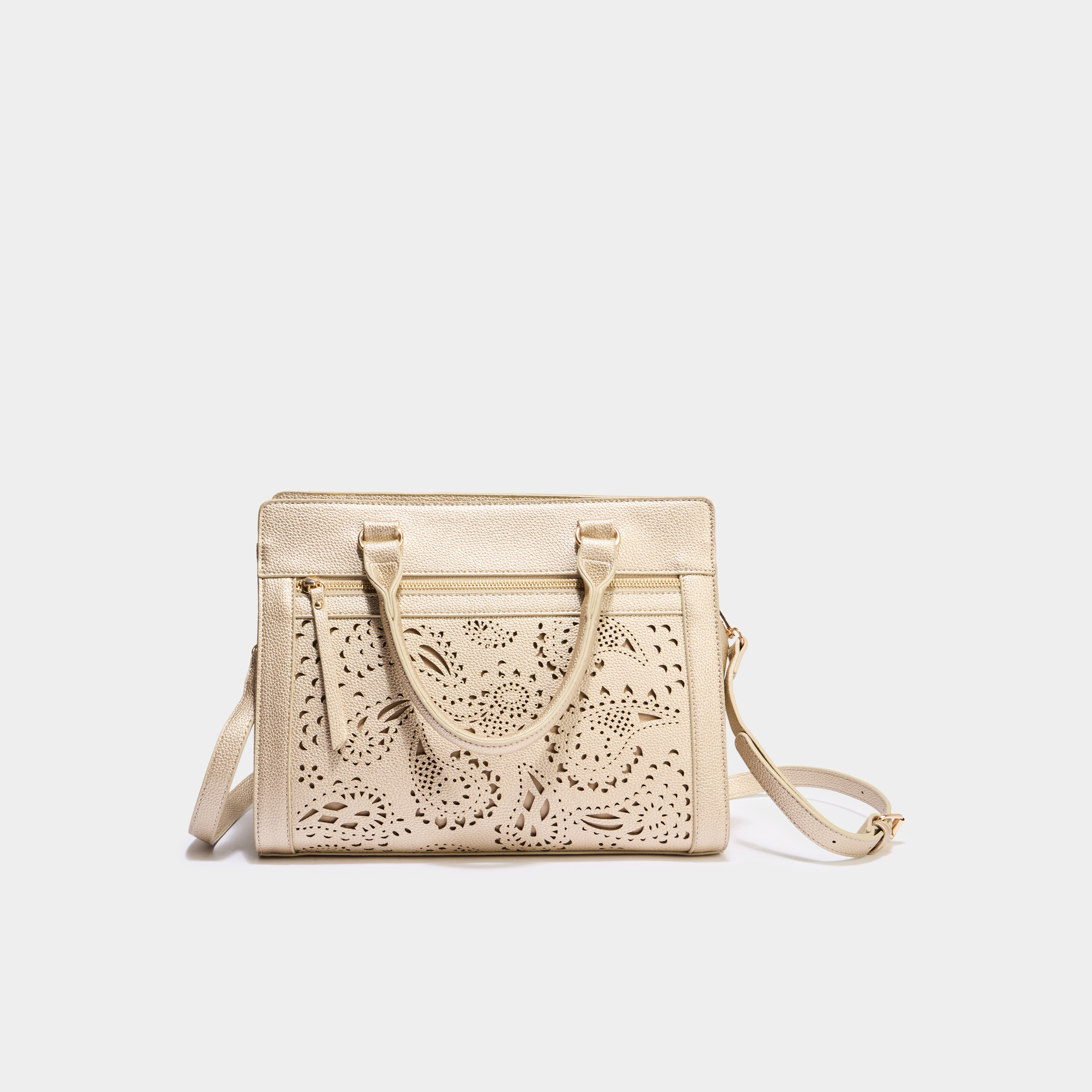 Sac rectangulaire bandouli&egrave;re ajustable couleur or femme