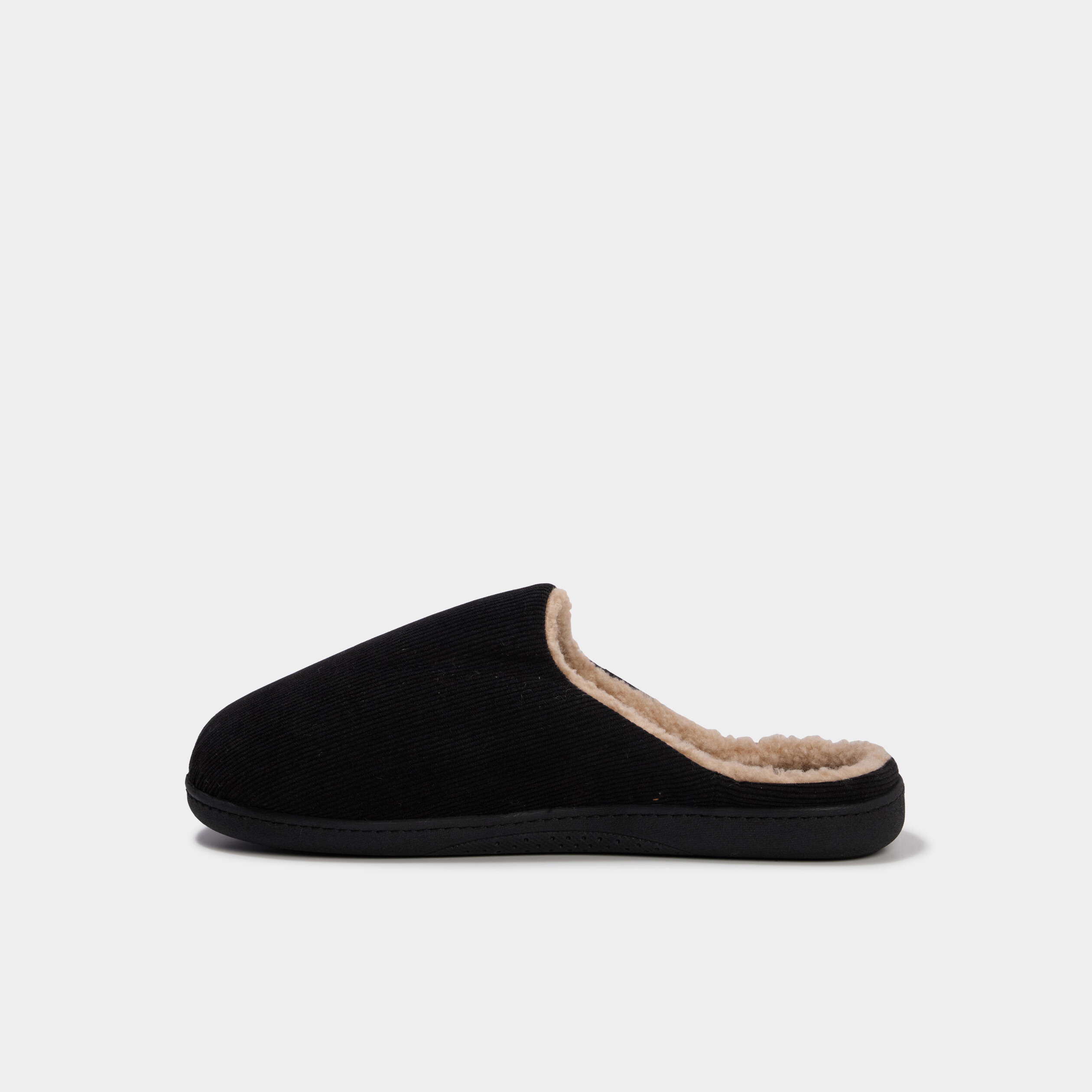 Chaussons mules velours fourr&eacute;s lavables taupe homme