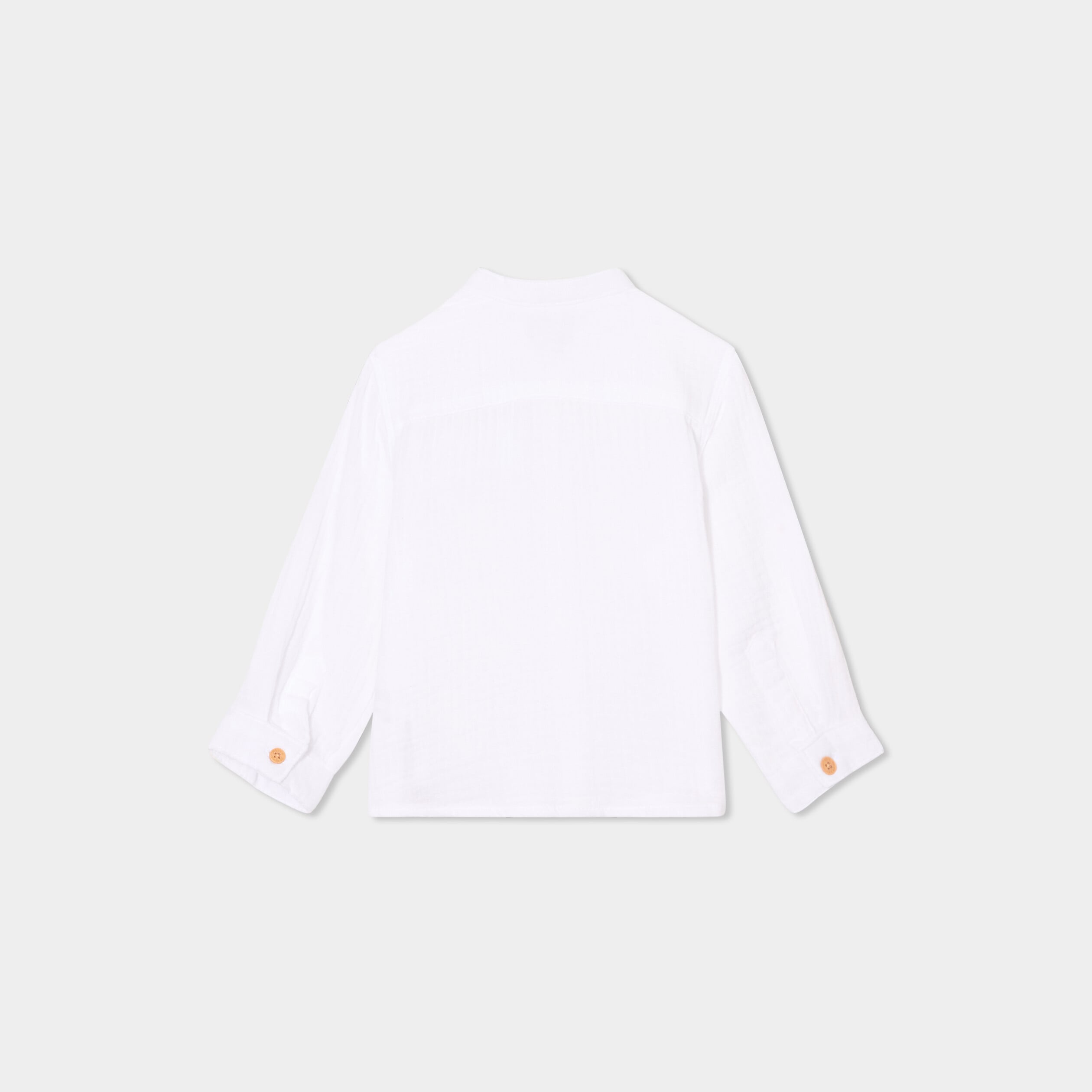 Chemise col mao en gaze de coton blanc b&eacute;b&eacute; gar&ccedil;on
