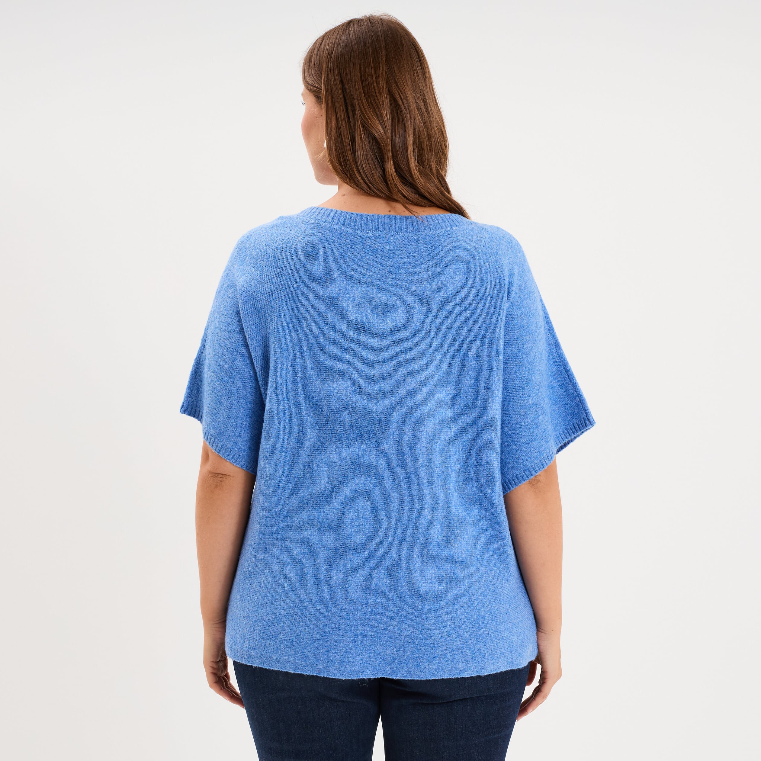 Pull manches courtes bleu femme grande taille