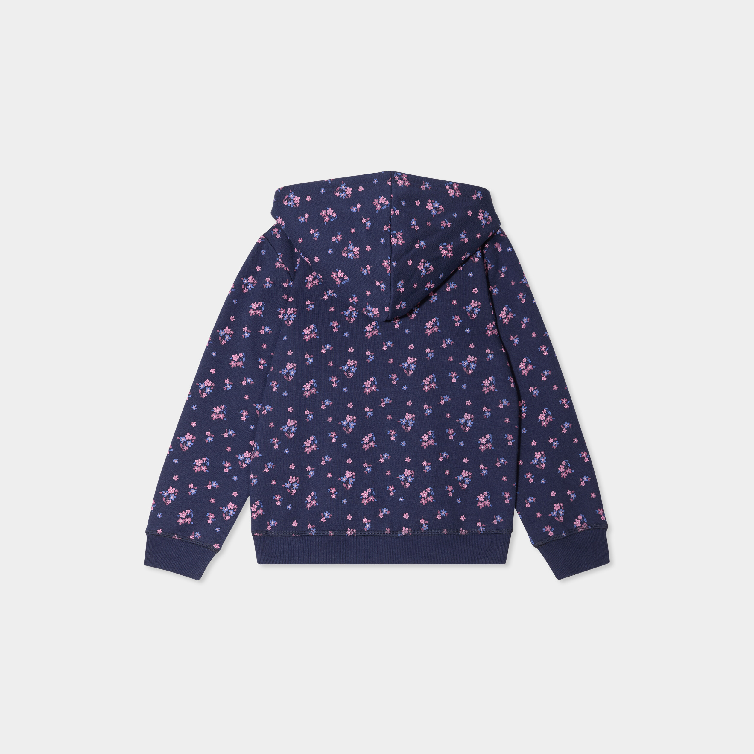 Sweat zipp&eacute; &agrave; capuche bleu marine fille