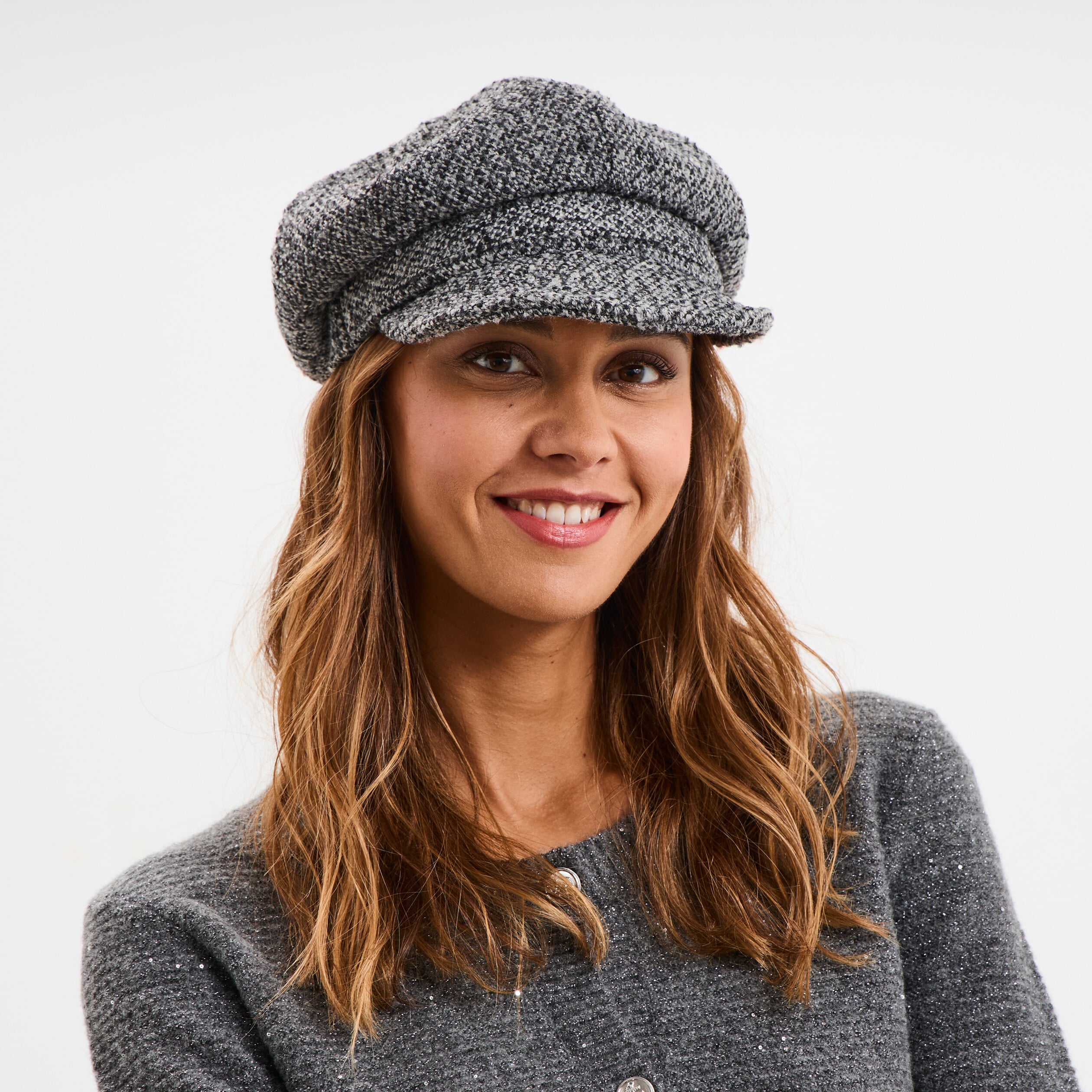 Casquette gavroche gris fonc&eacute; femme