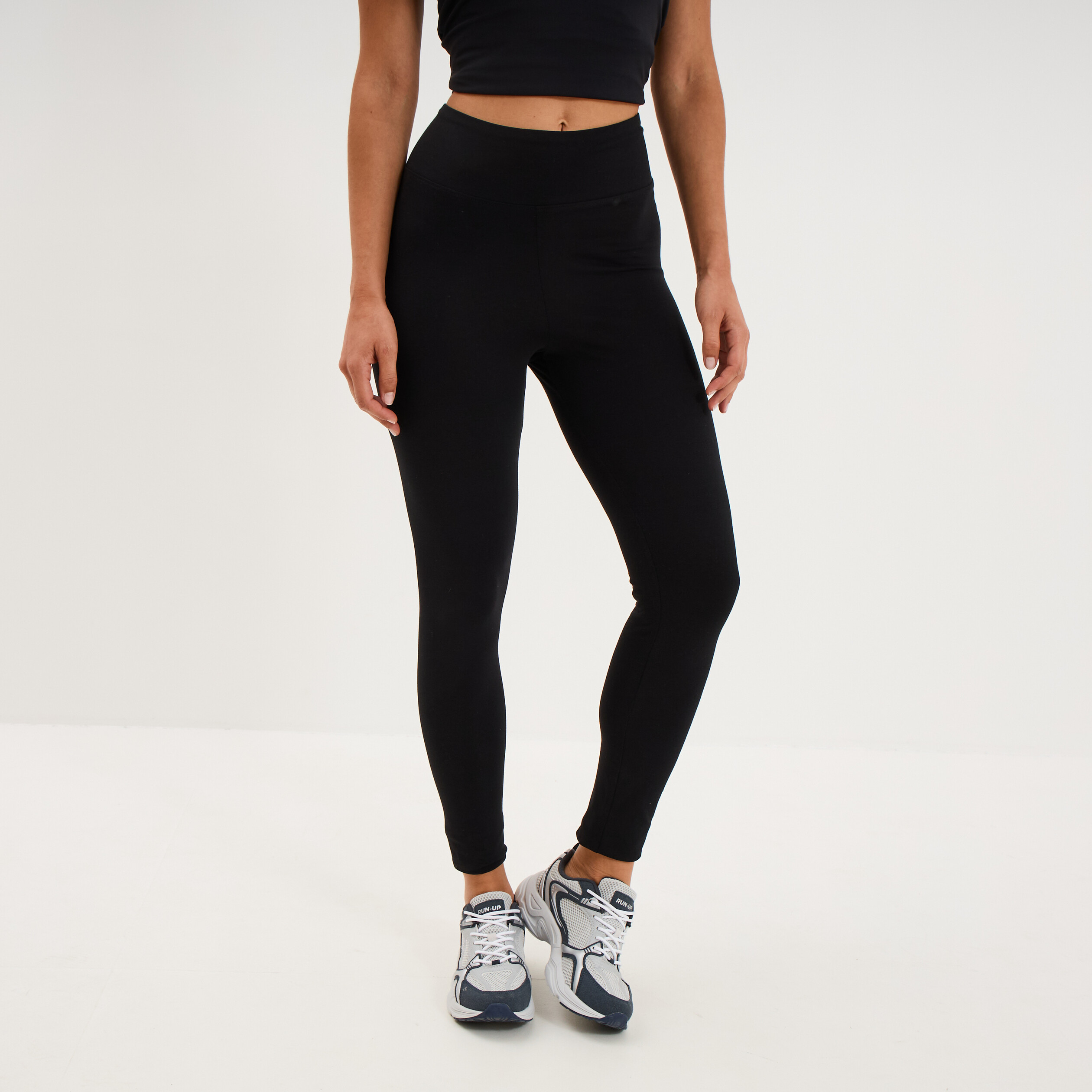 Legging taille haute coton noir femme