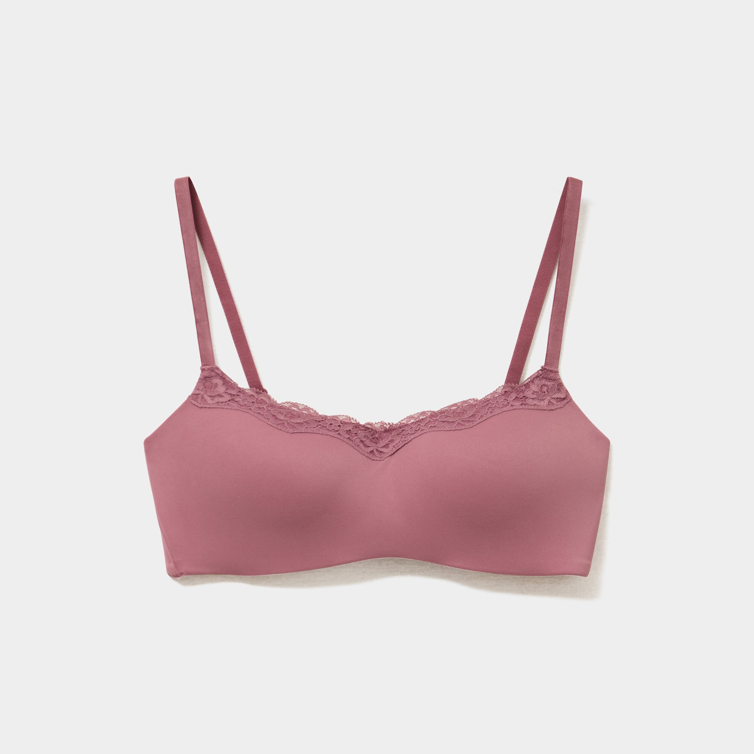 Soutien-gorge bandeau bretelles fines vieux rose femme