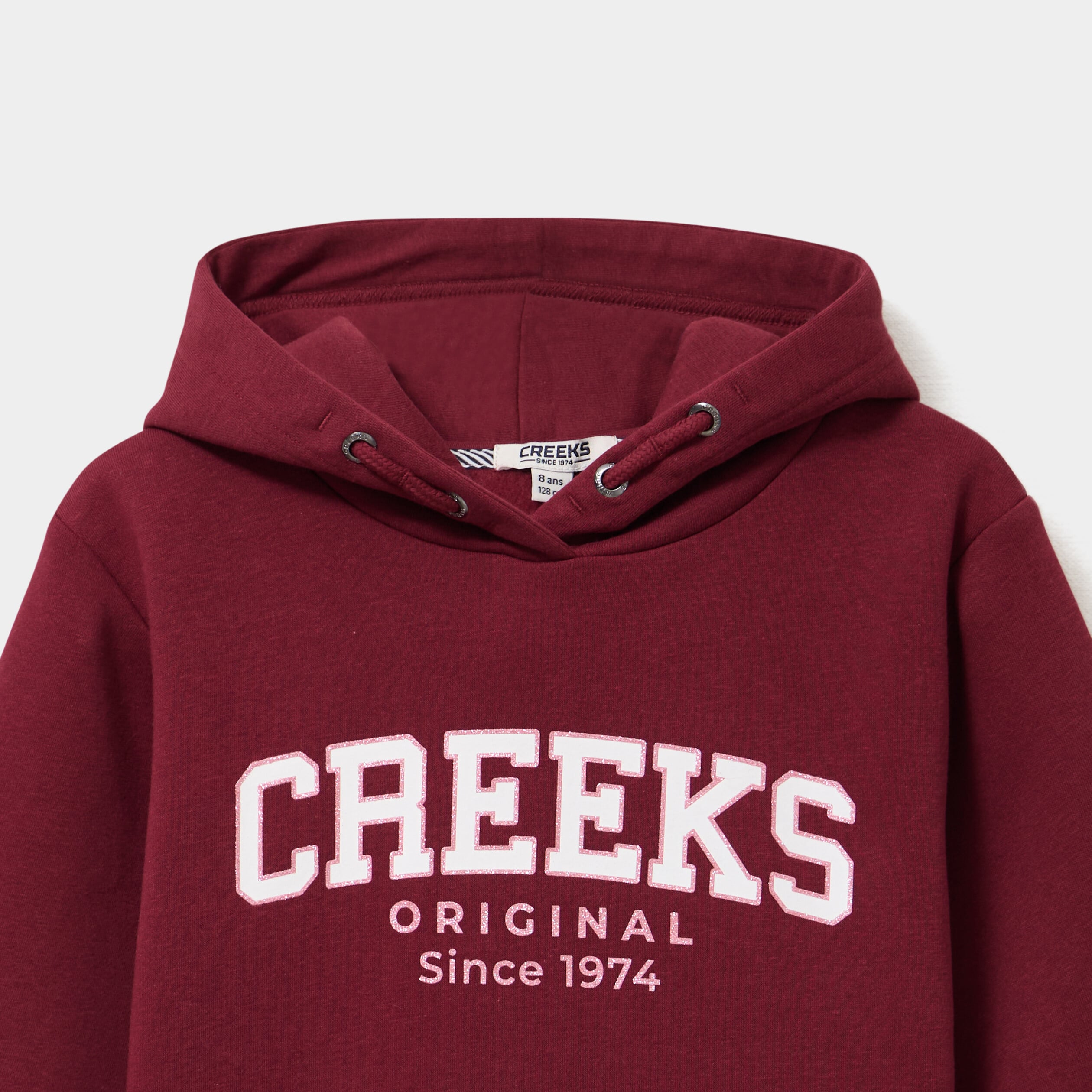 Sweat &agrave; capuche hoodie &agrave; logo bordeaux fille