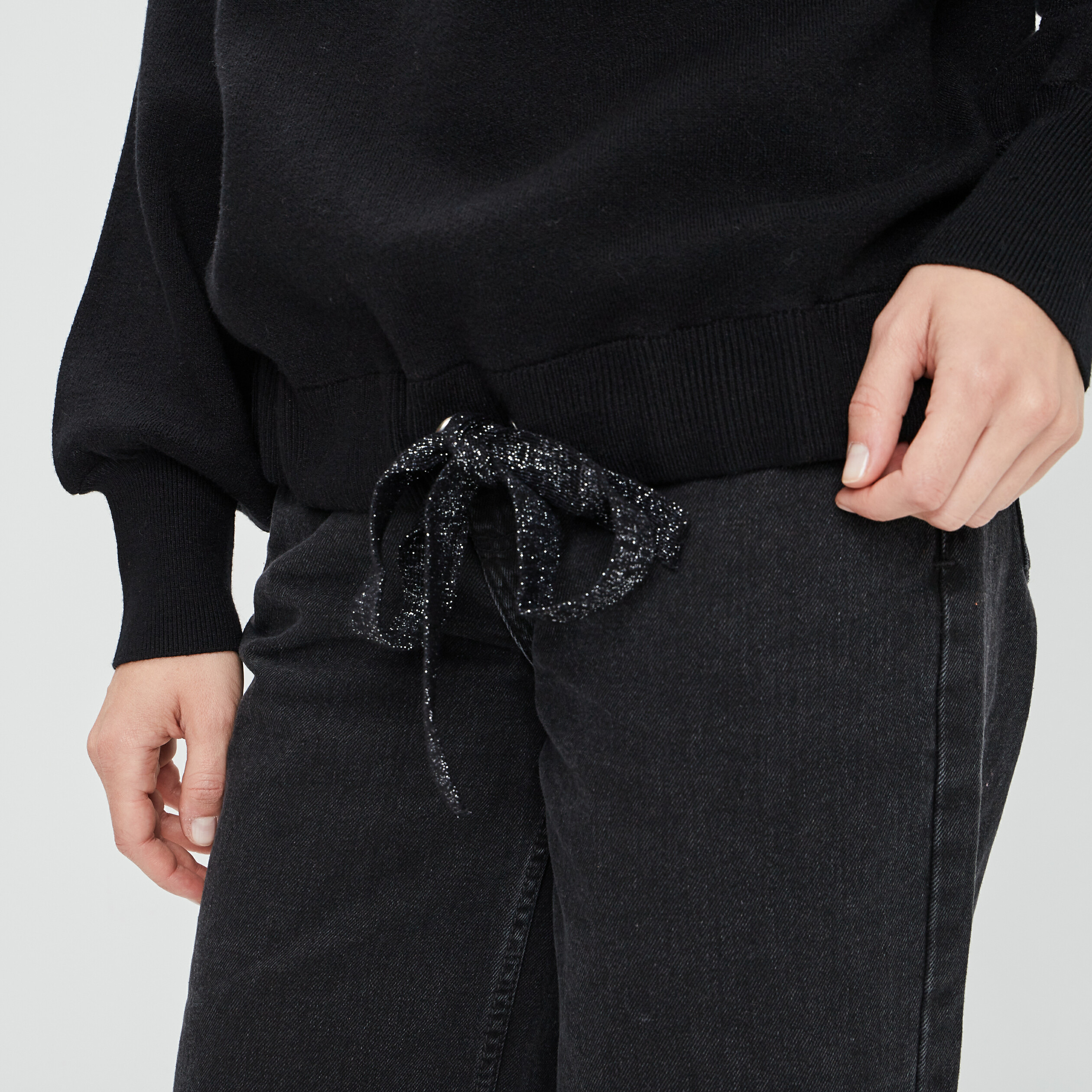 Pull avec col montant noir femme