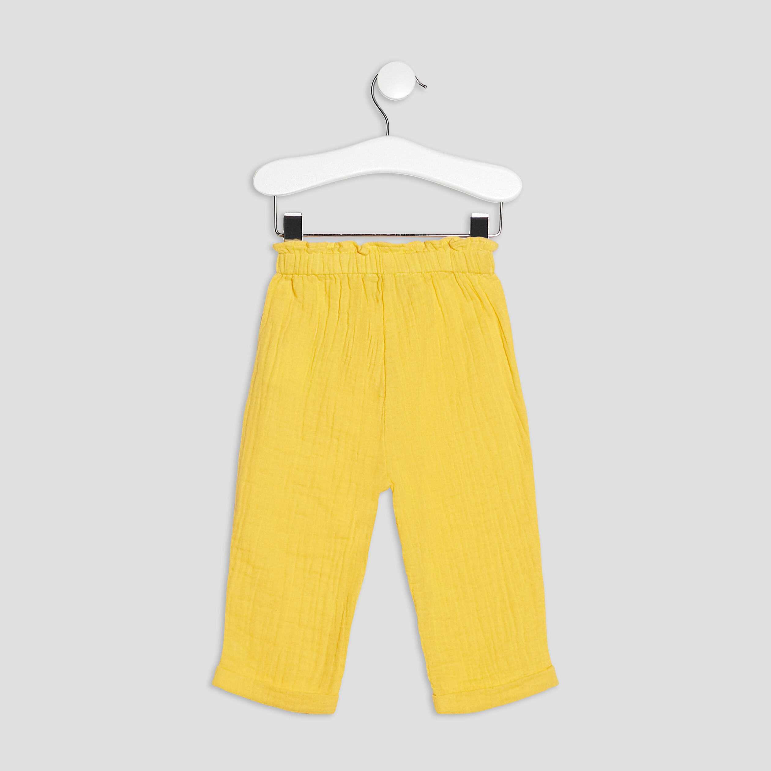 Pantalon droit fluide jaune bébé fille