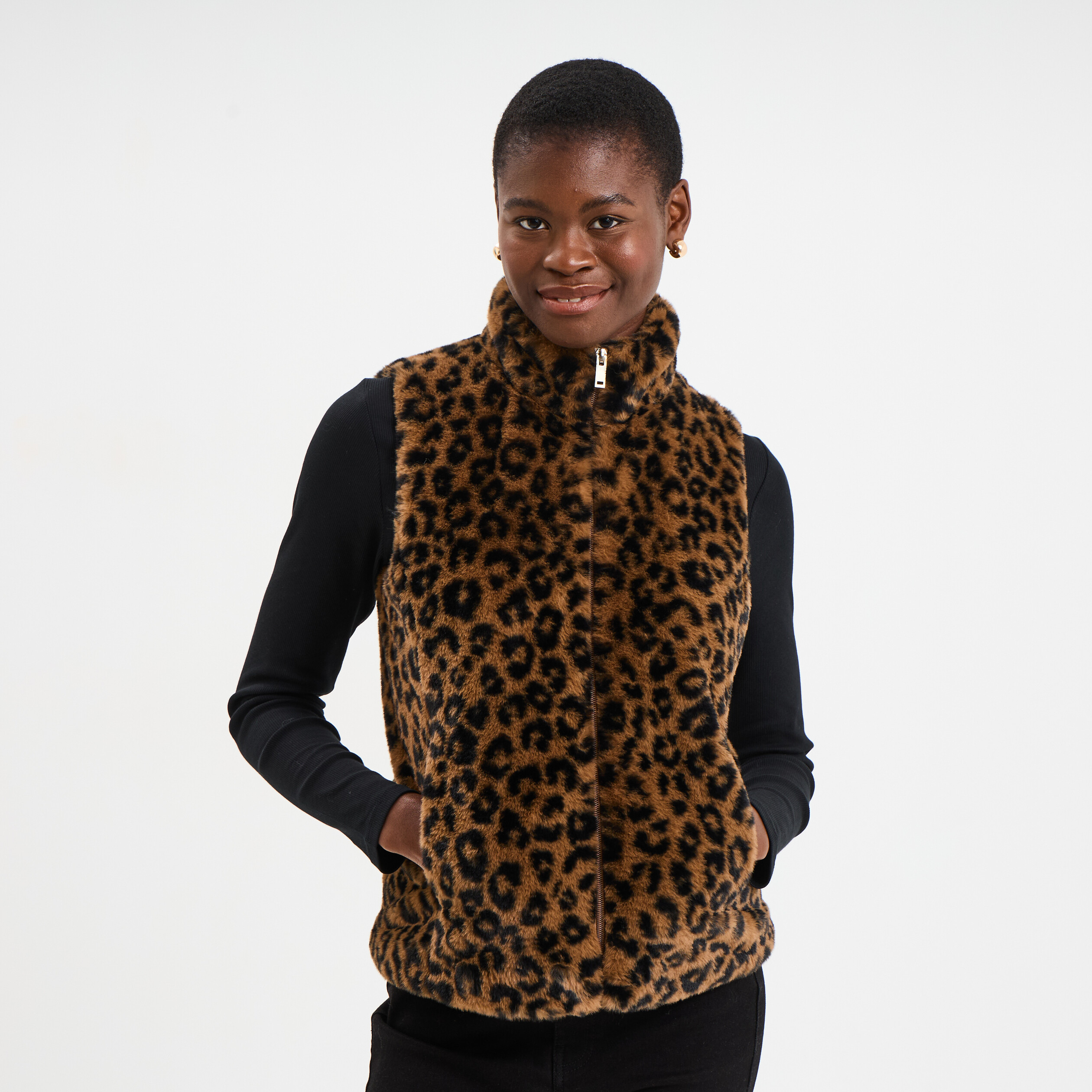 Veste Sans Manches Femme En Fausse Fourrure Beige - Taille L - Neuf Sans Étiquette