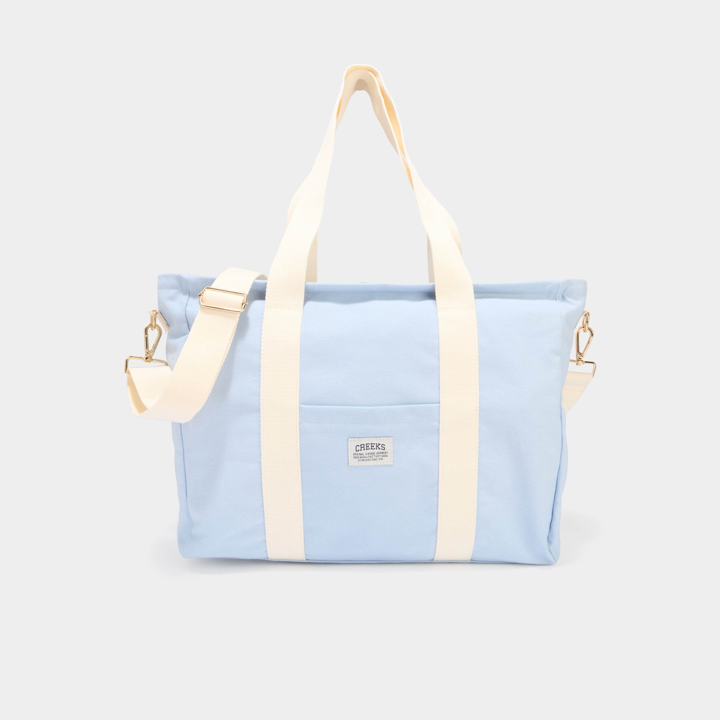 Sac cabas avec bandouli&egrave;re bleu ciel femme
