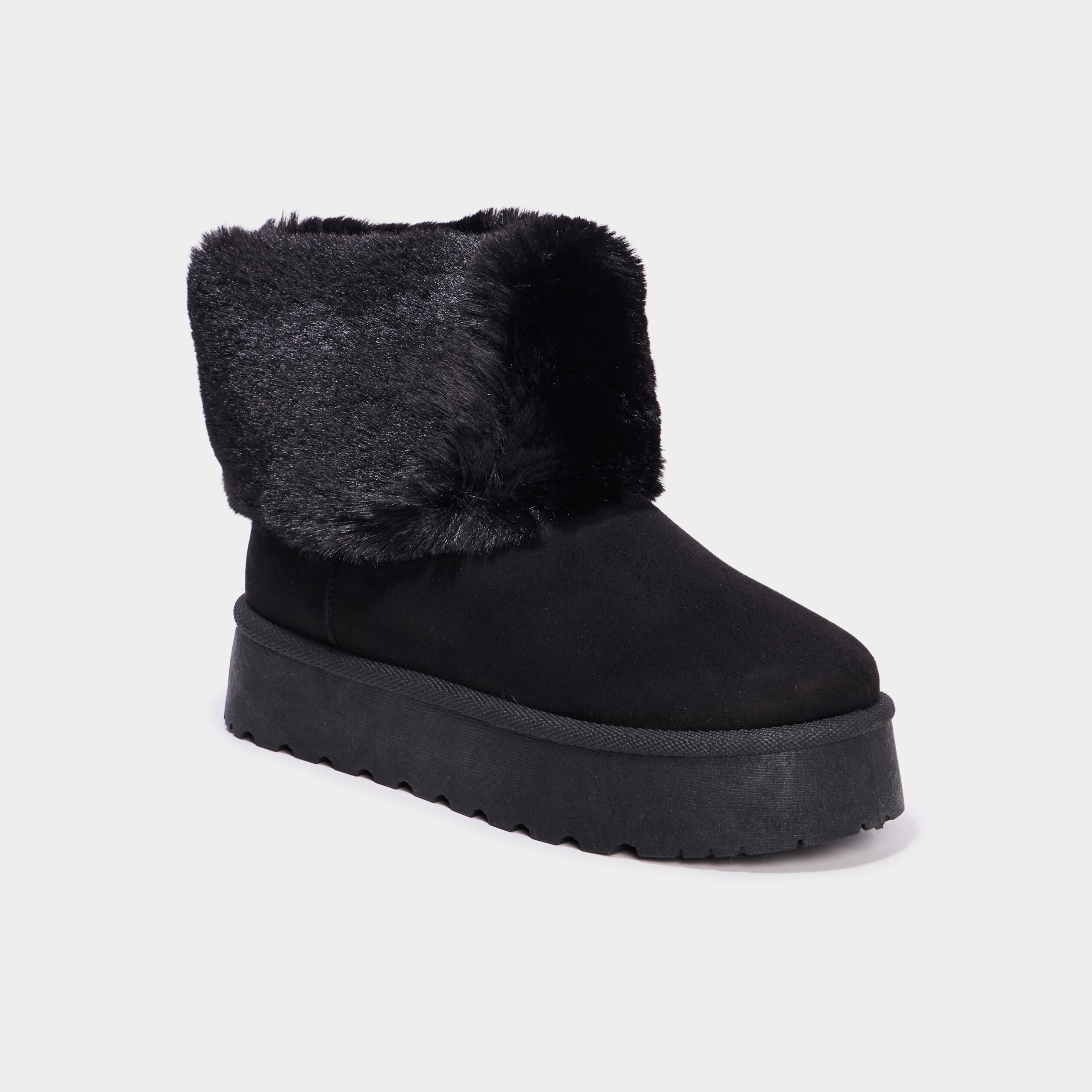 Boots avec fausse fourrure noir femme