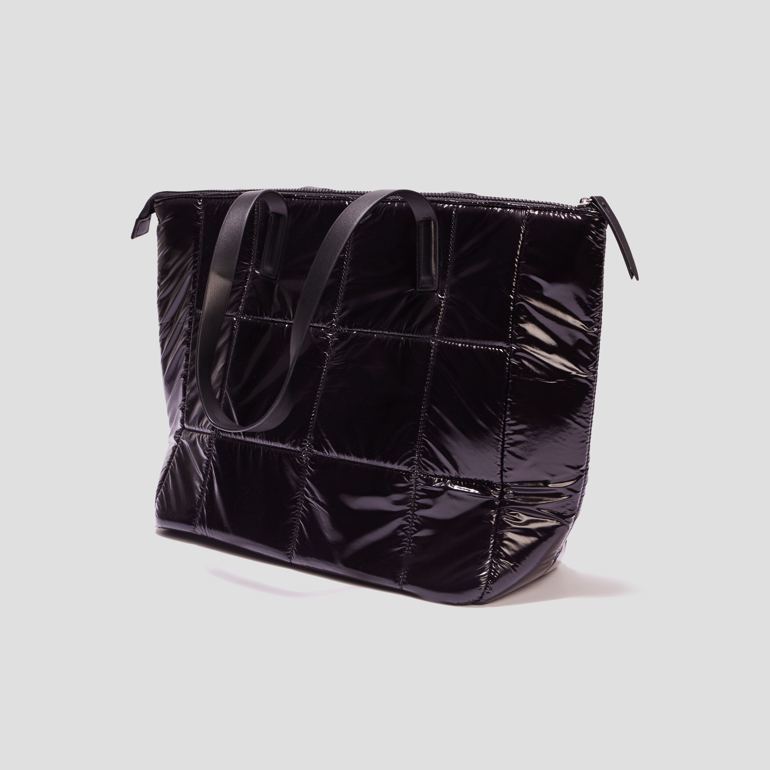 Sac shopping matelassé vinyle noir femme