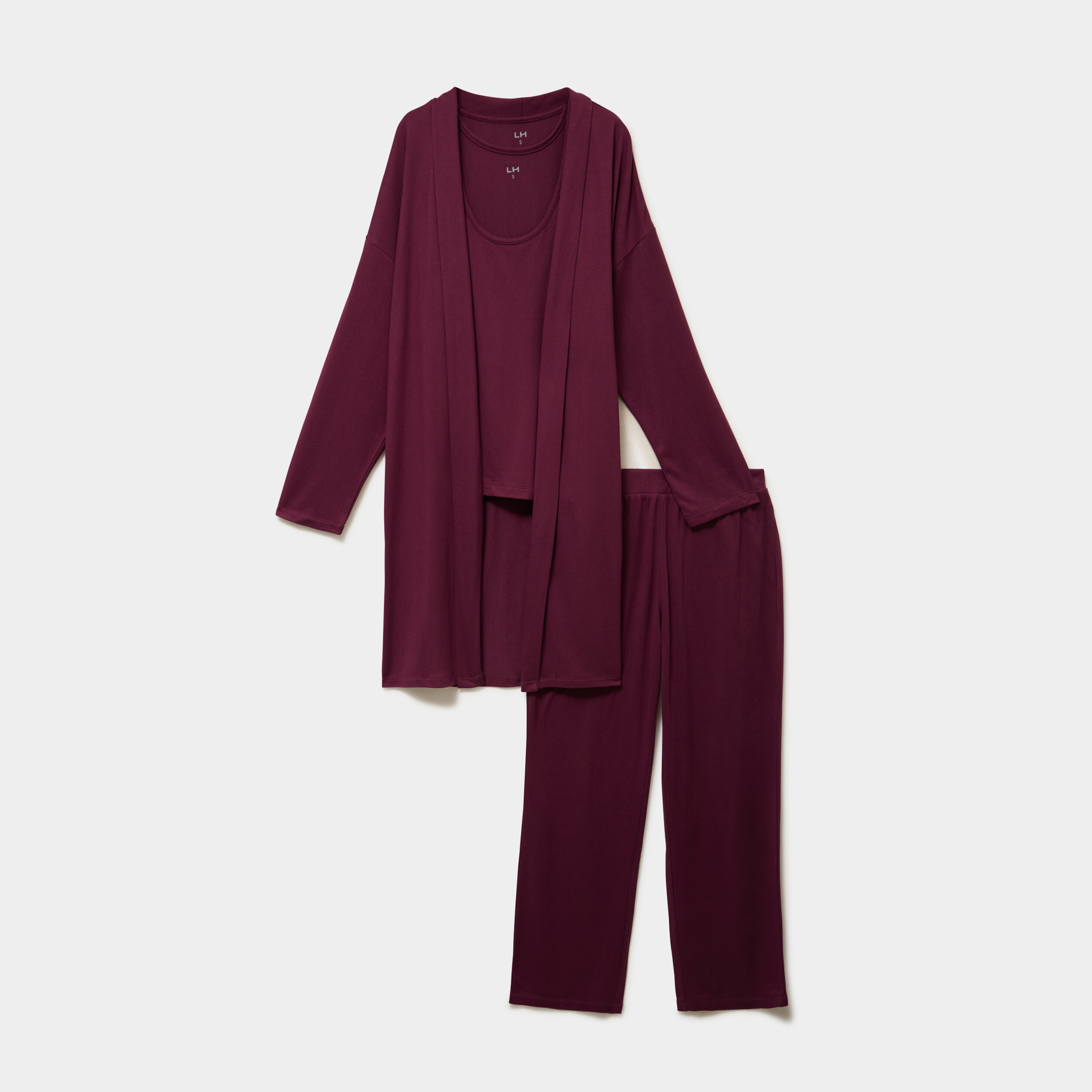 Ensemble pyjama 3 pi&egrave;ces prune femme