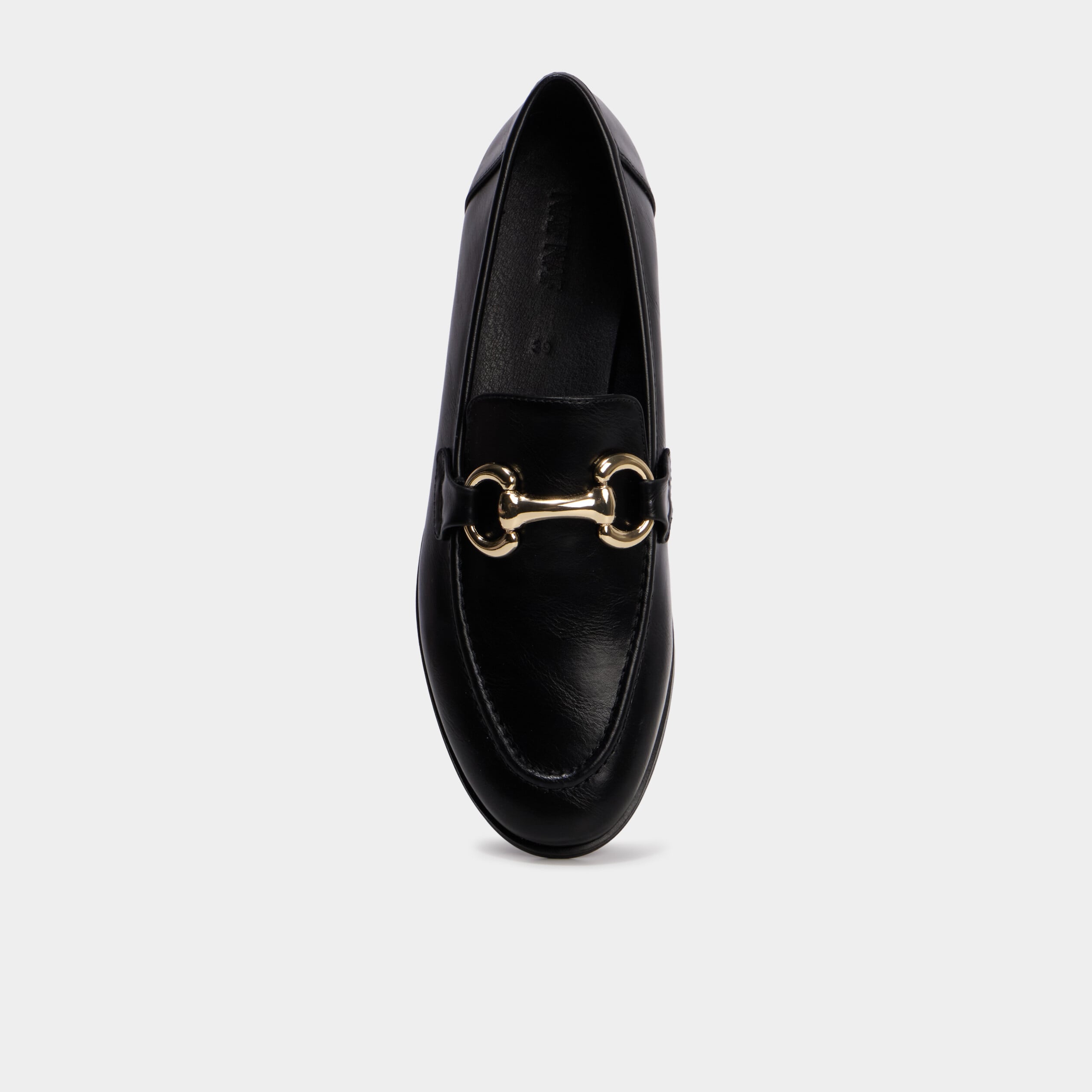 Mocassin femme &agrave; boucle m&eacute;tal plate noir femme