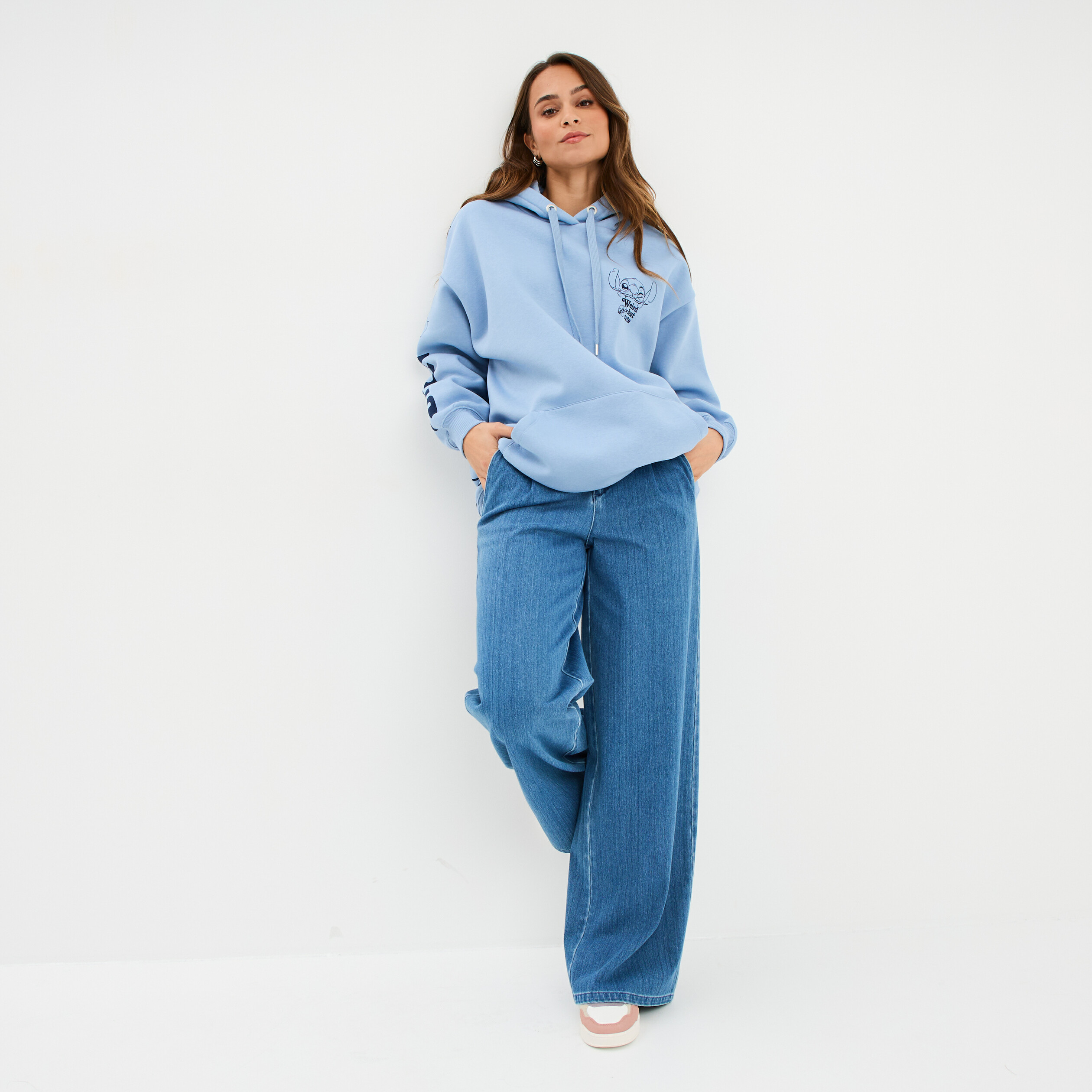 sweat hoodie oversize a capuche stitch bleu femme Sweat hoodie oversize à capuche Stitch bleu femme