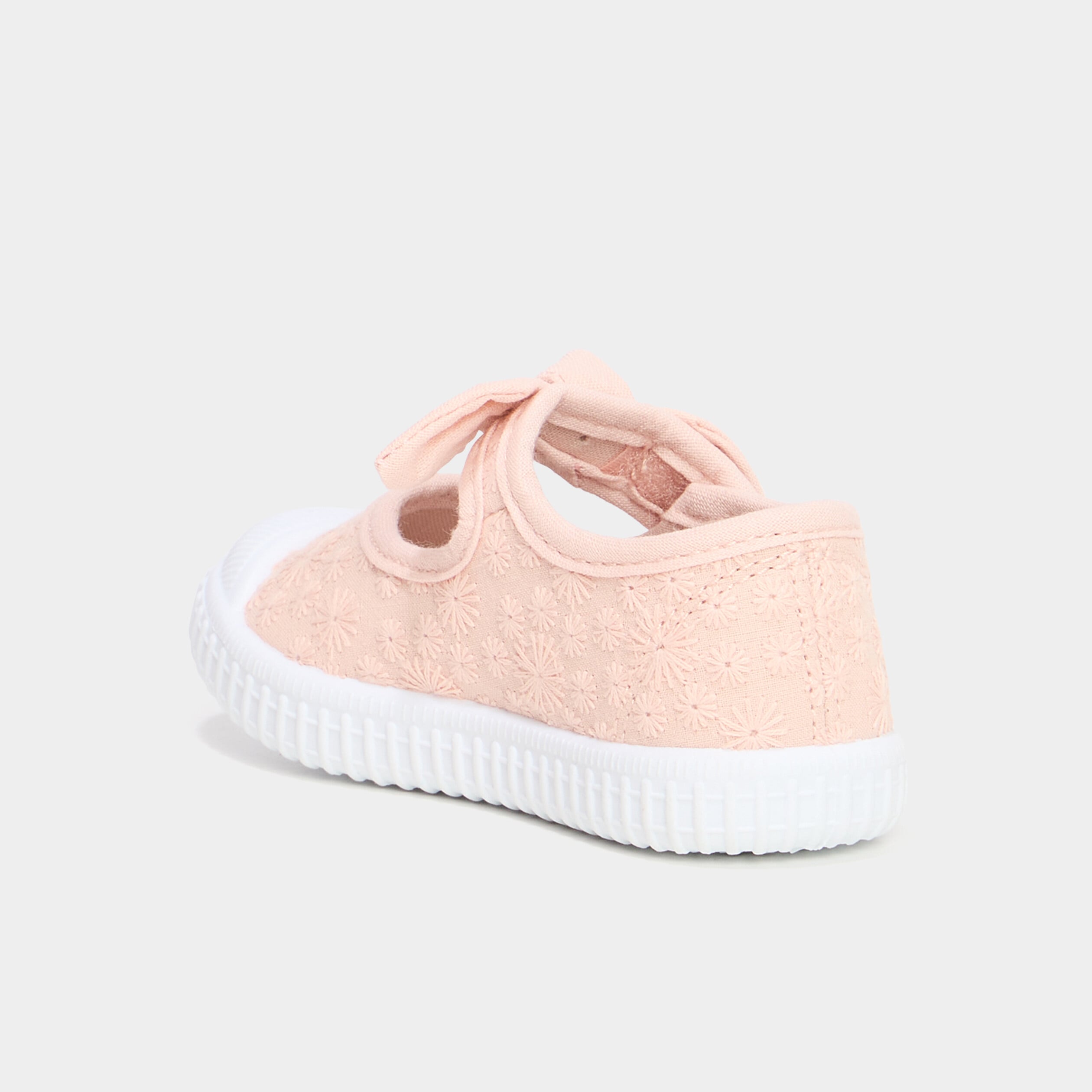 Babies brod&eacute;es renforc&eacute;es semelle souple rose b&eacute;b&eacute; fille