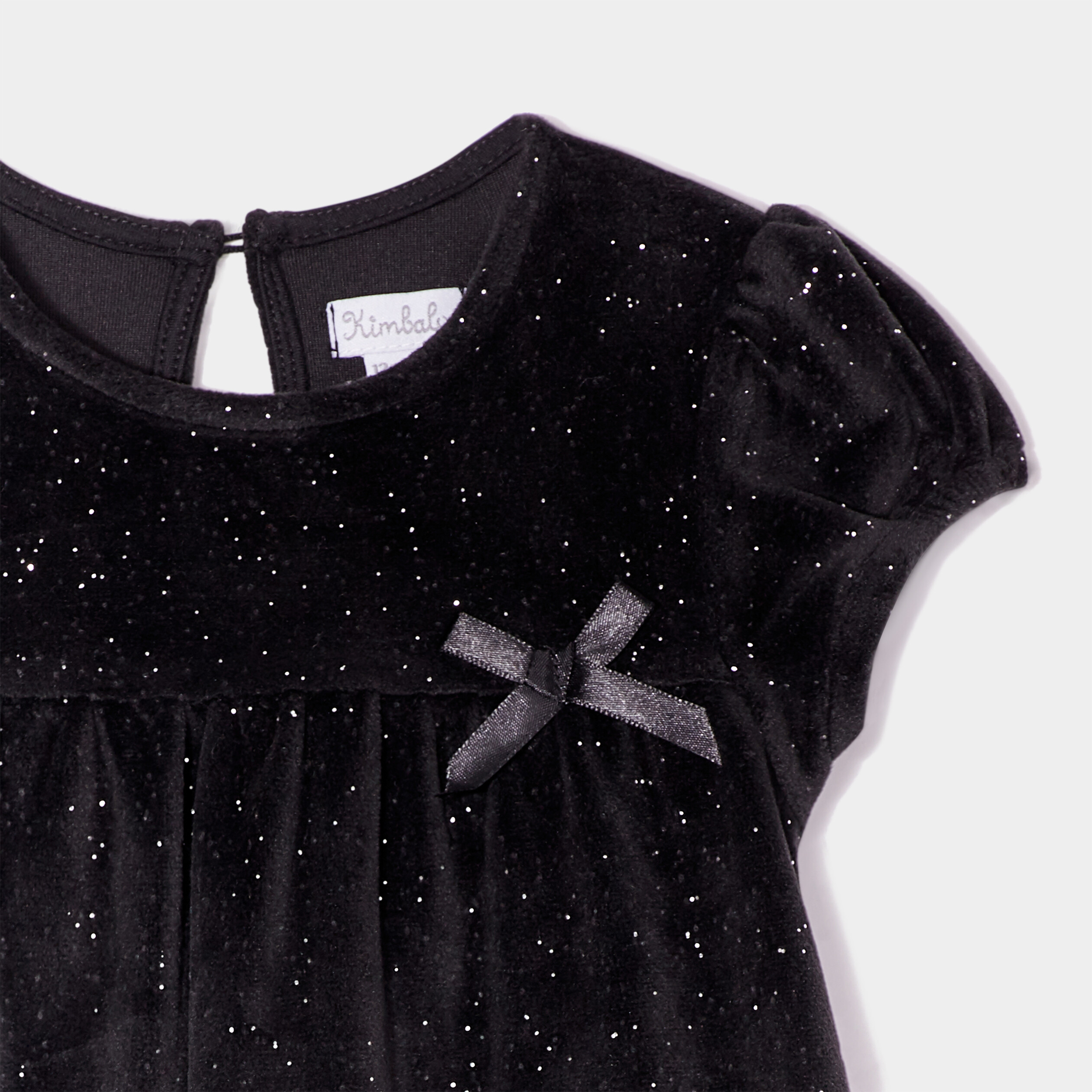 robe velours a paillettes et noeud noir bebef Robe velours à paillettes et noeud noir bébé fille